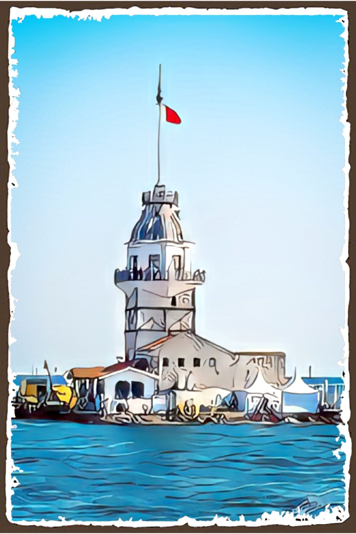 Kız Kulesi Retro Ahşap Poster – Özel Istanbul Koleksiyonu -hbb