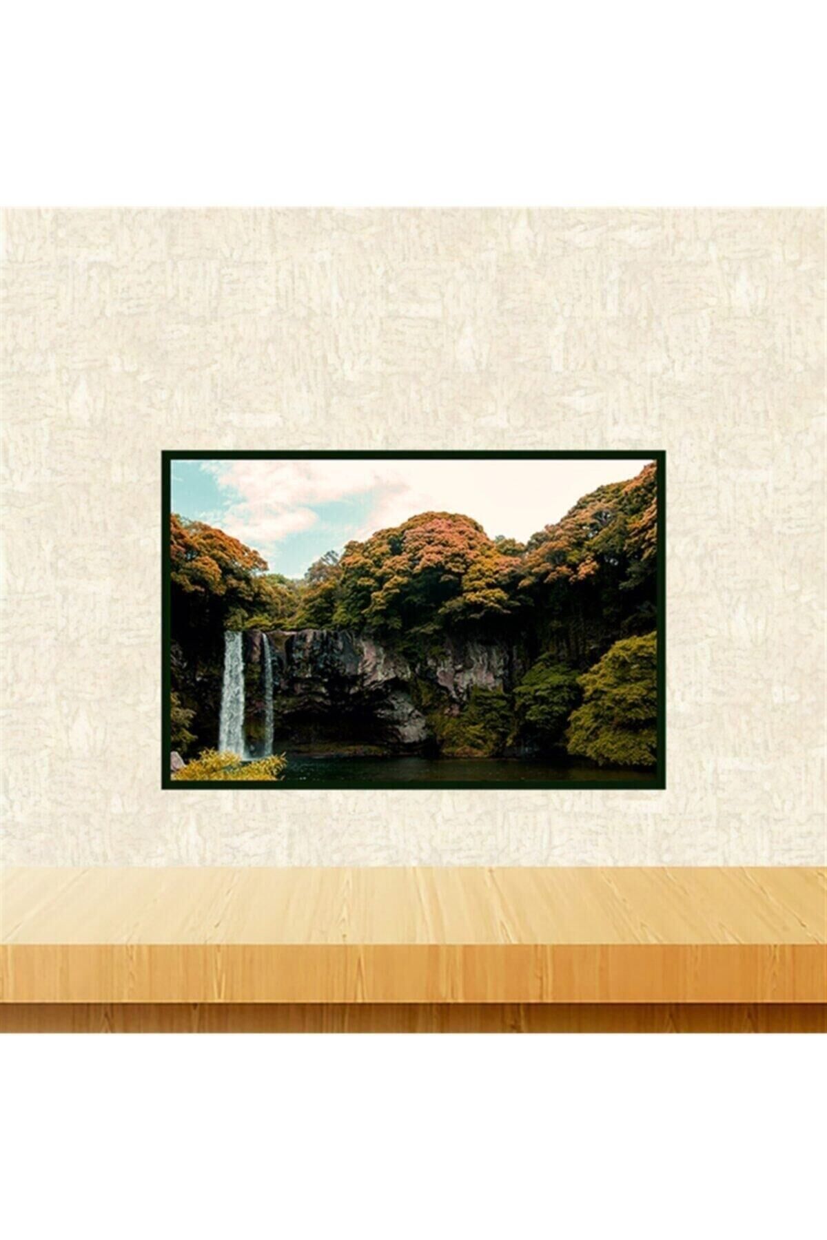 Akarsu Manzara Tasarımlı 20-30 Cm Retro Ahşap Tablo Tkfx5986