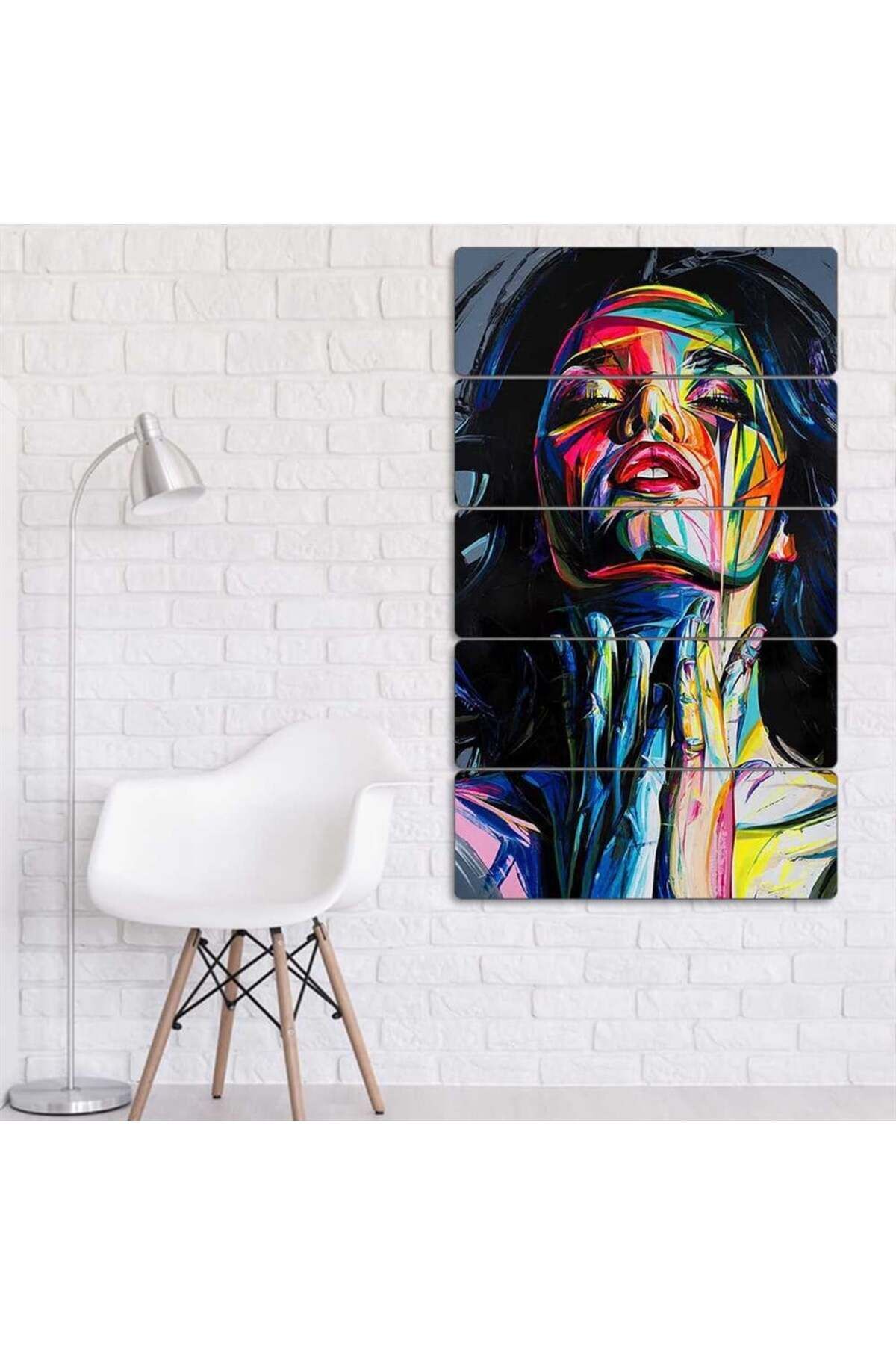 Kadın, Renkli Boya - 5 Parçalı Tablo