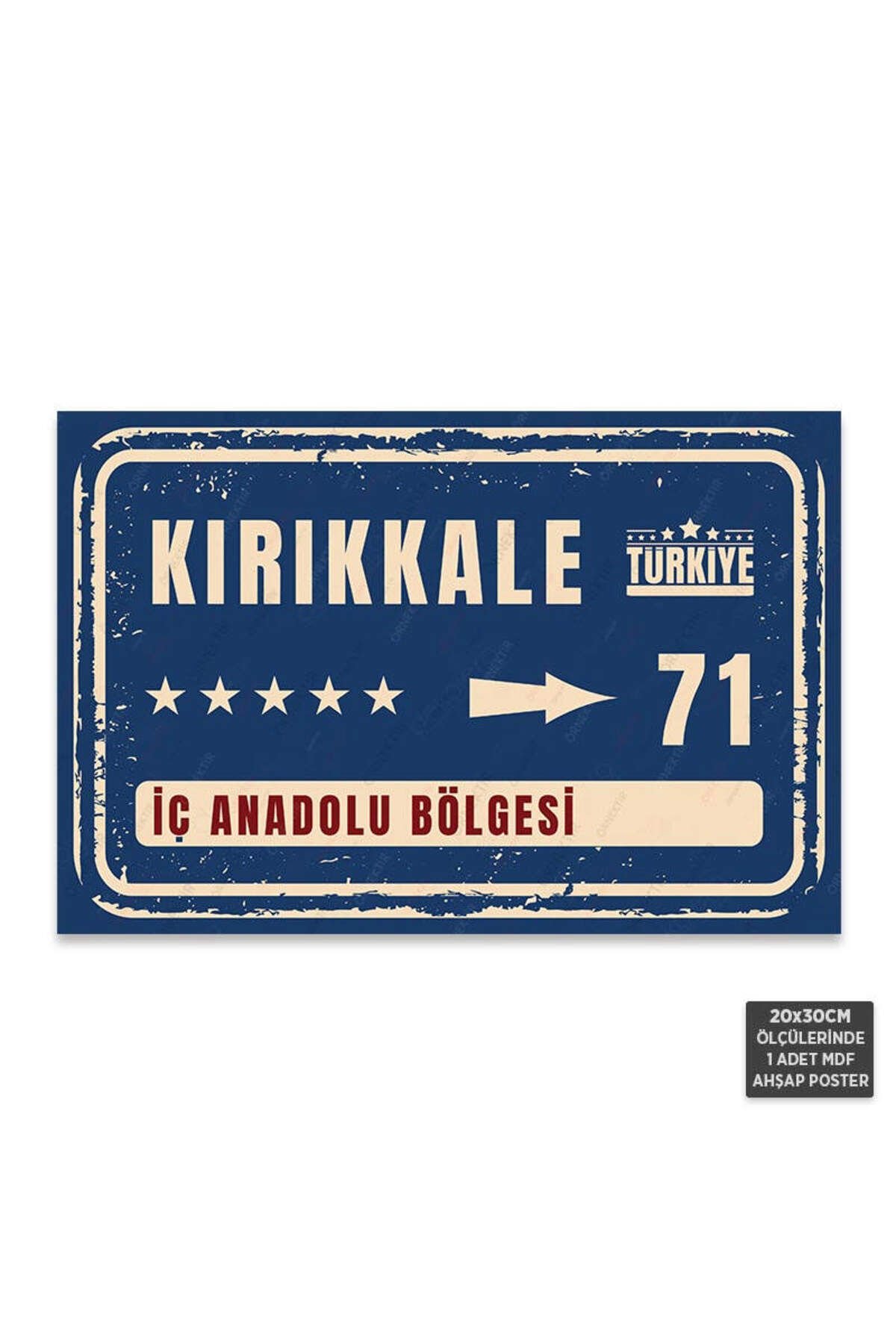 PT1174 - Kırıkkale Şehir Tabelası Retro Mdf Ahşap Poster (20x30cm)