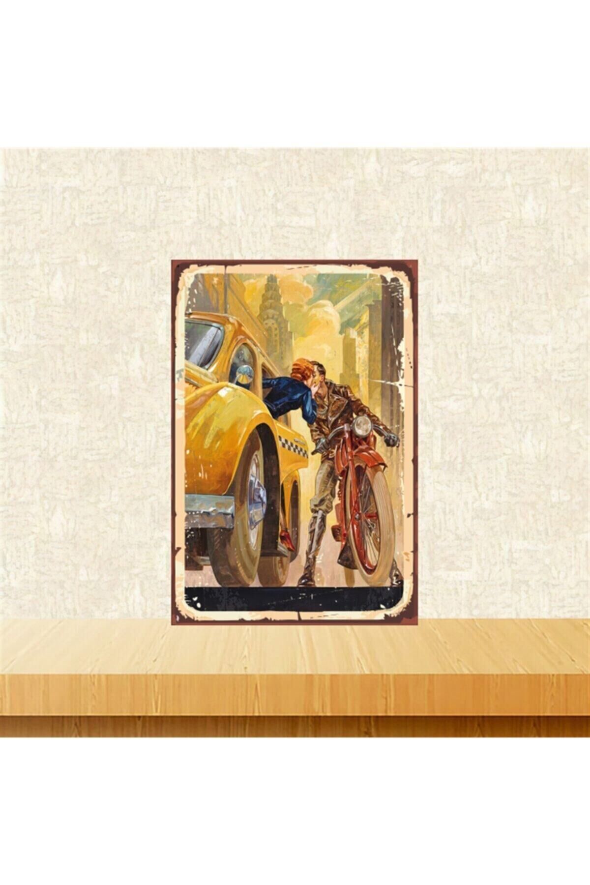 Eski Aşklar Tasarımlı 20-30 Cm Retro Ahşap Tablo Tkfx4590