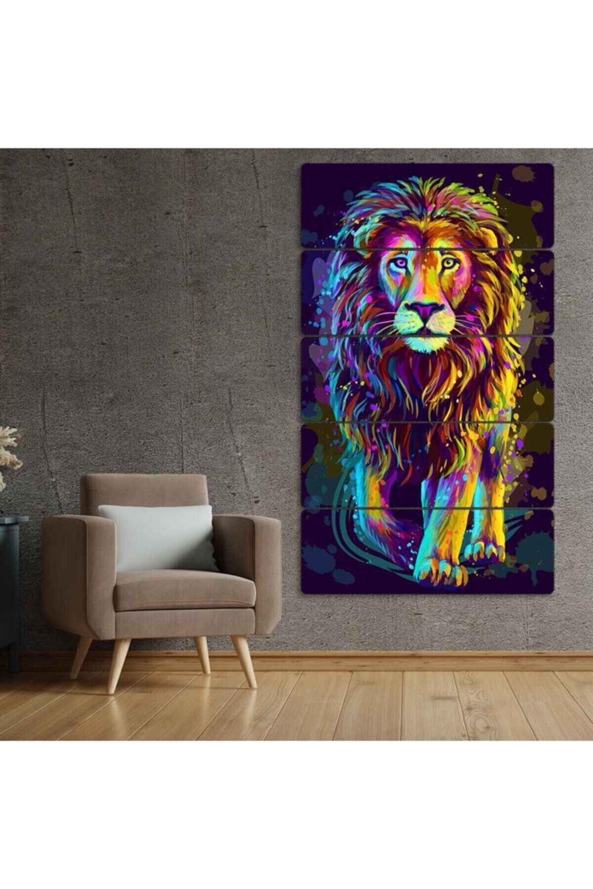 Aslan 5 Parçalı Tablo