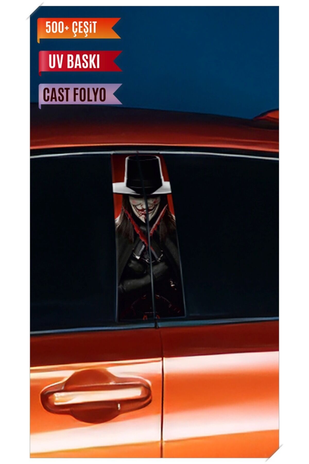 Araç Kapı Direk Kaplama Folyosu Vandetta Desenli (Sağ Sol Takım) (2 Adet) - 22x50 Cm