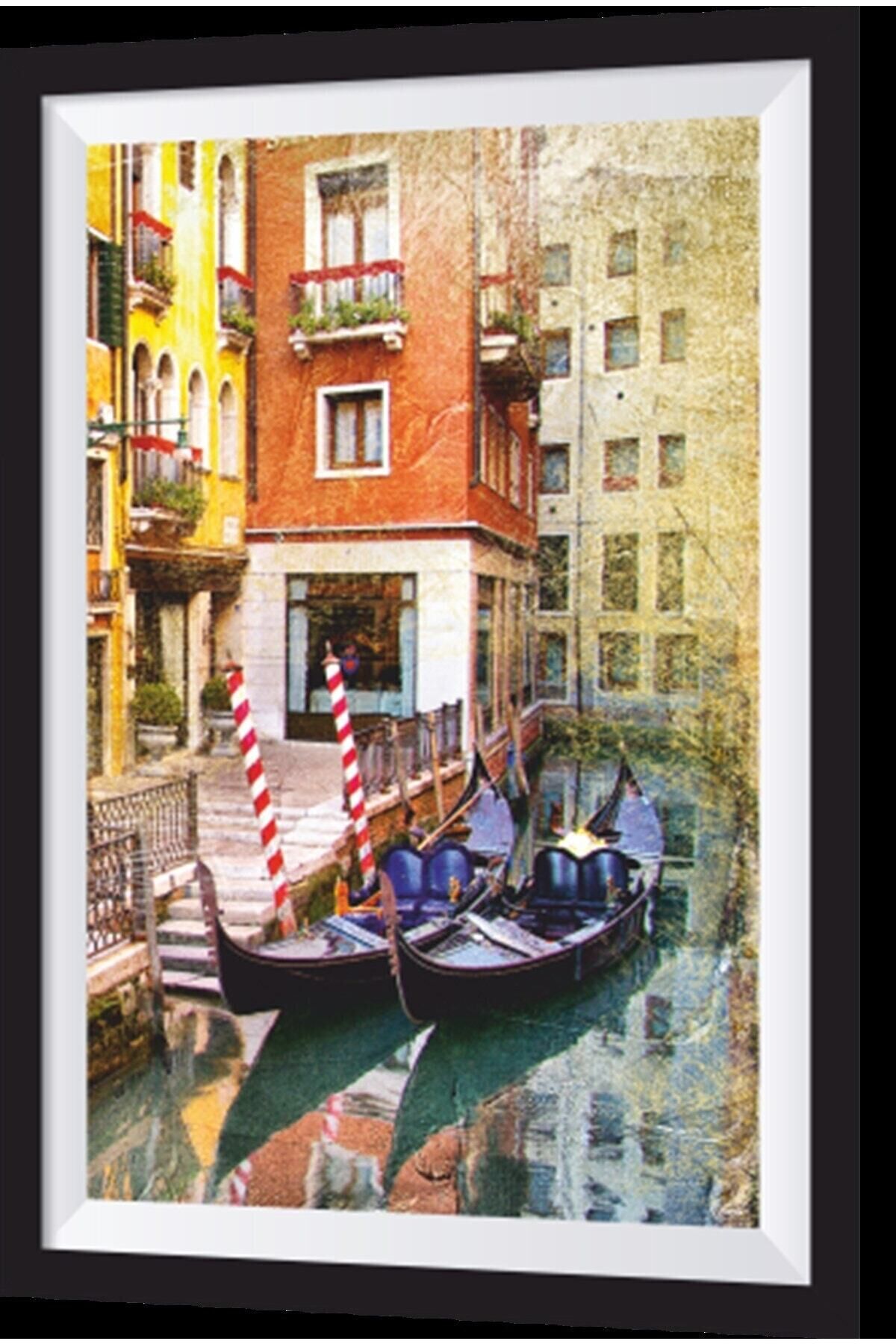 Venedik Gondol Sanatsal Çerçeve Görünümlü Ahşap Tablo