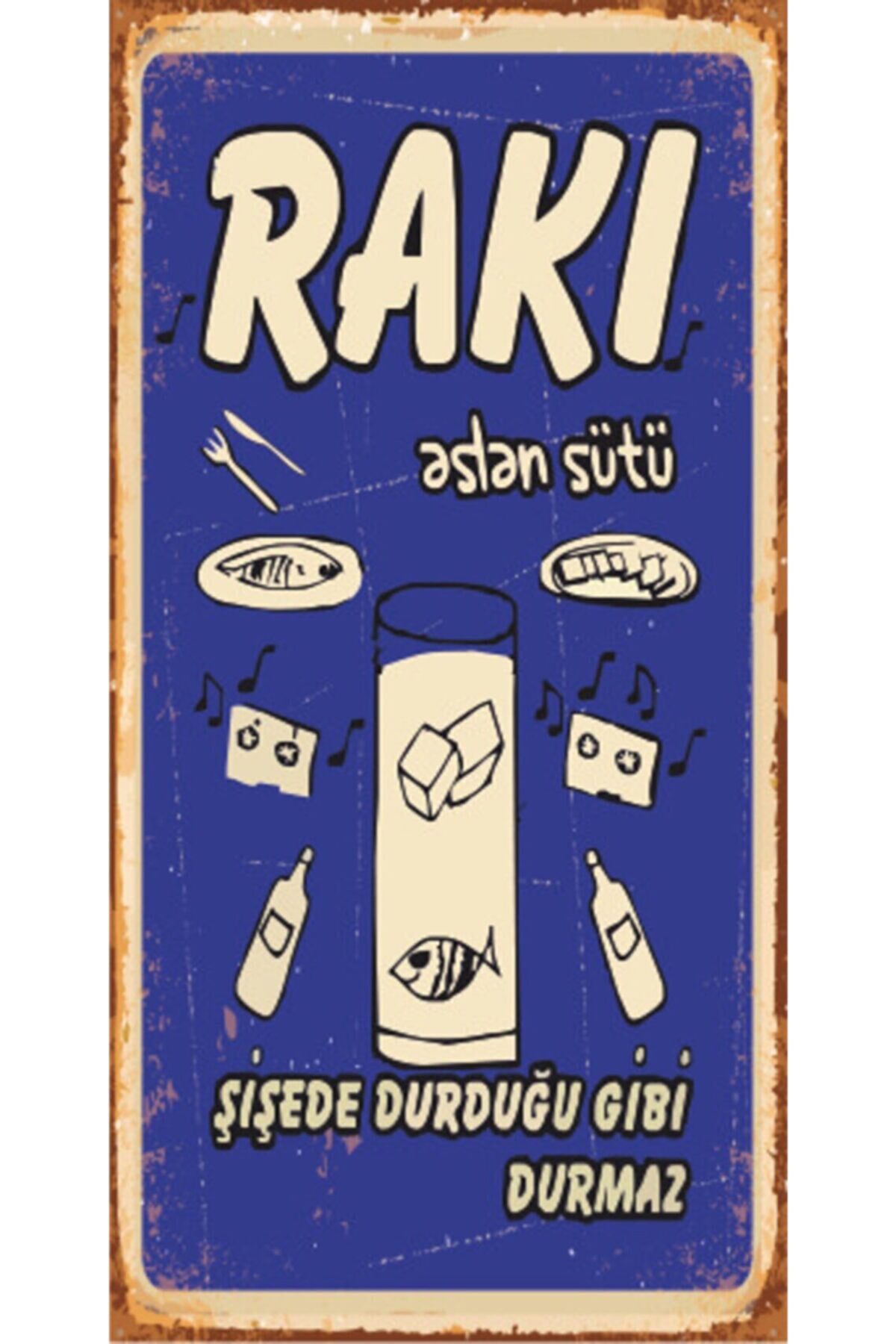 Rakı Aslan Sütü Retro Ahşap Poster Özel Koleksiyon Hbb