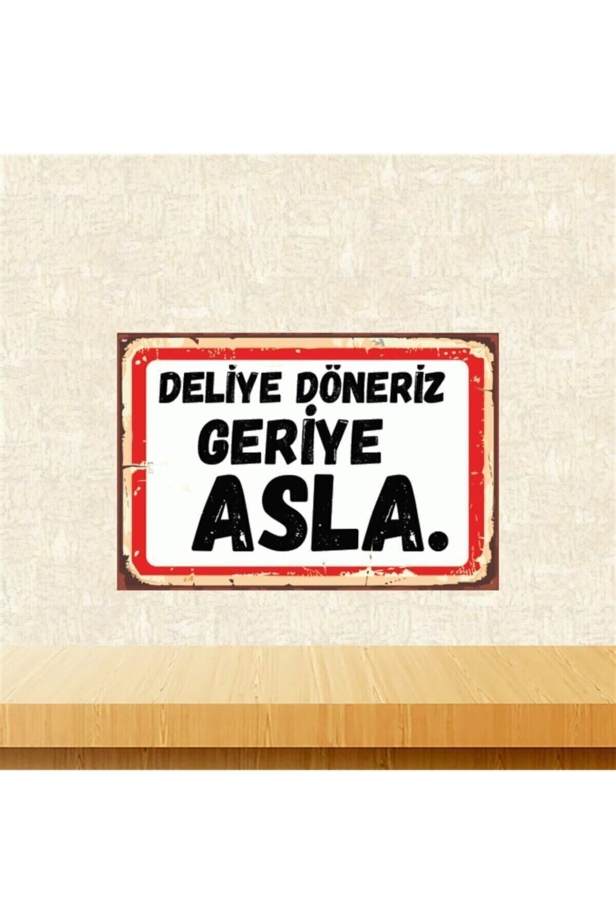 Geriye Asla 20-30 Cm Retro Ahşap Poster Tkfx4452