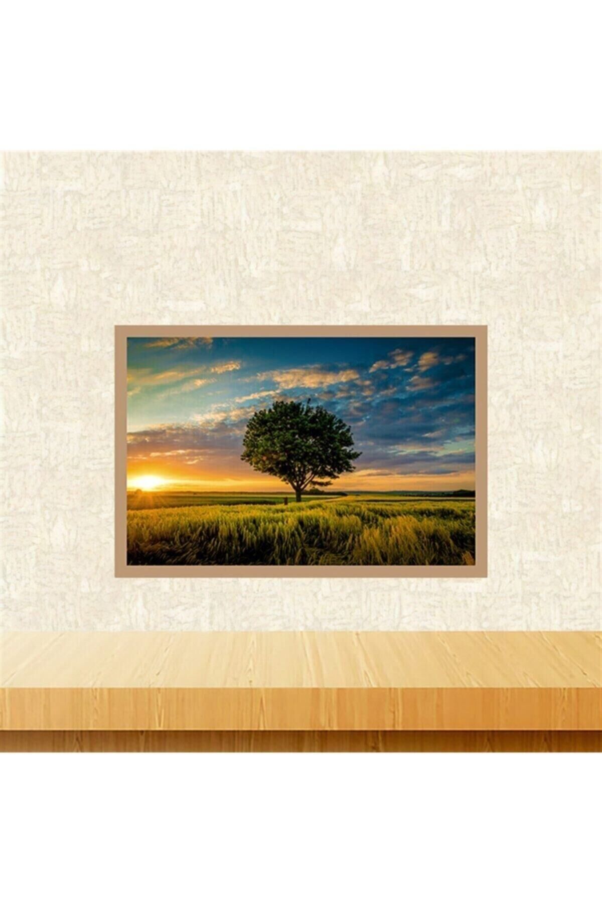 Doğa Manzara Tasarımlı Retro Ahşap Tablo Tkfx6034