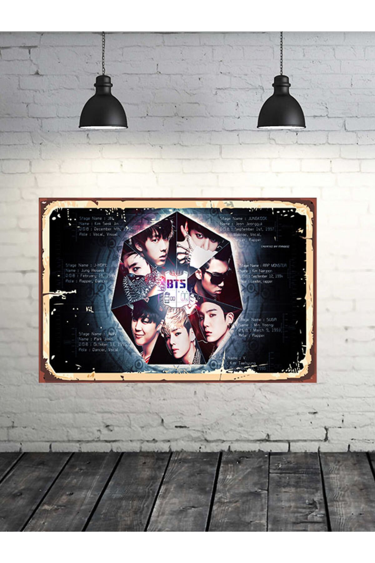 Bts Tasarımlı 20x30 Cm Retro Ahşap Tablo