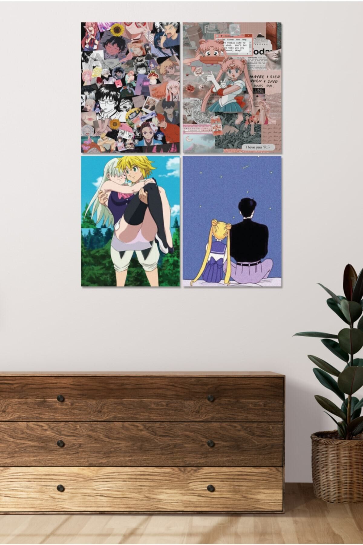 4 Parçalı Çerçeve Görünümlü Mdf Tablo Seti Dnu071