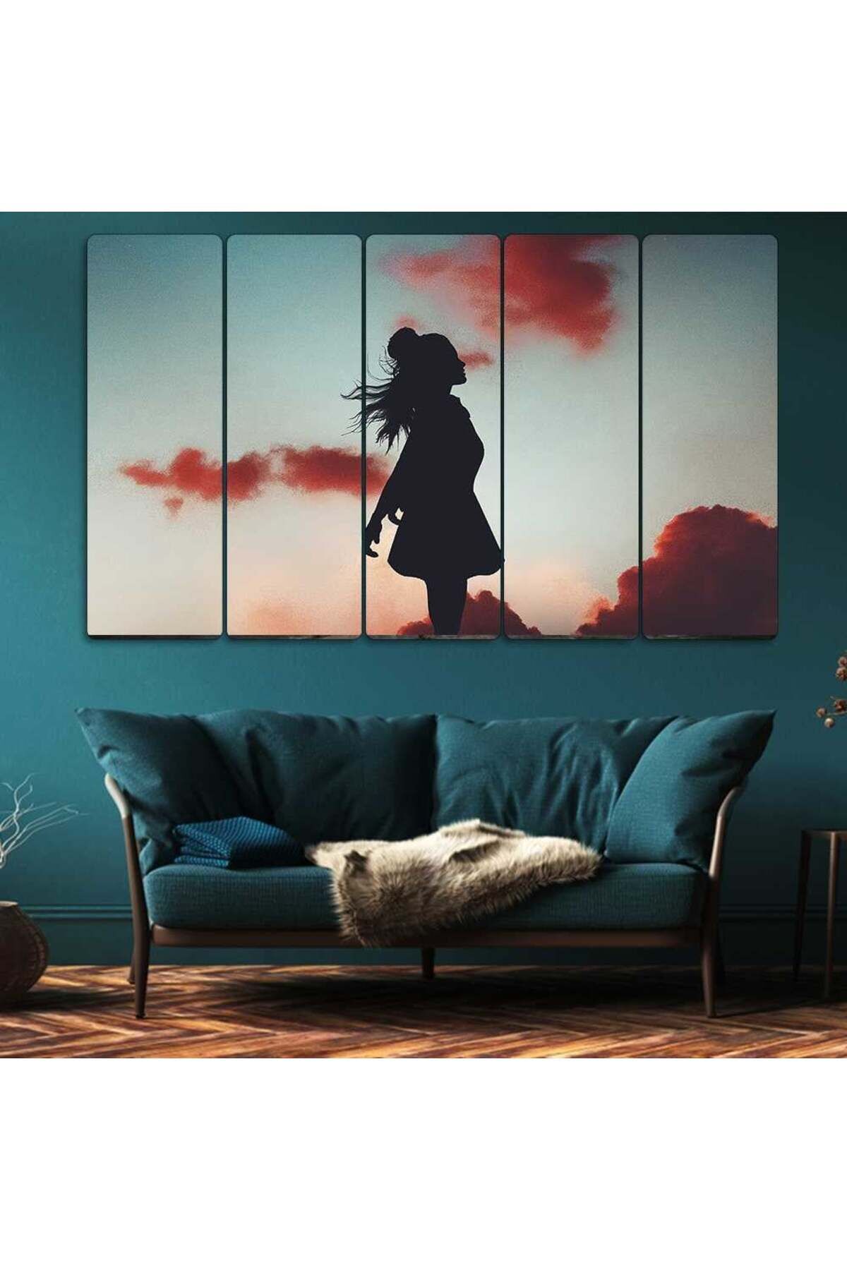 Kadın, Özgürlük, Gökyüzü - 5 Parçalı Tablo