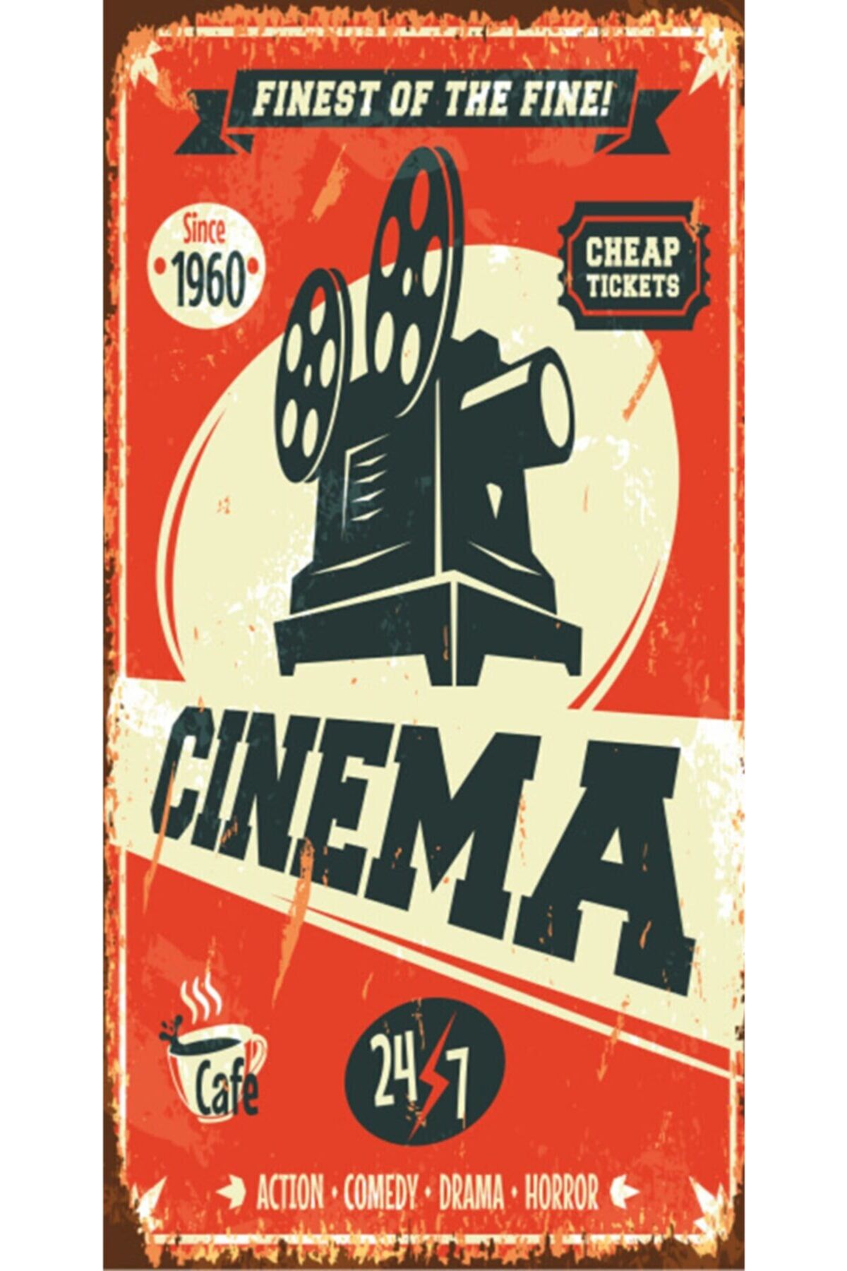 Cinema - Retro Ahşap Poster – Özel Koleksiyon – Hbb