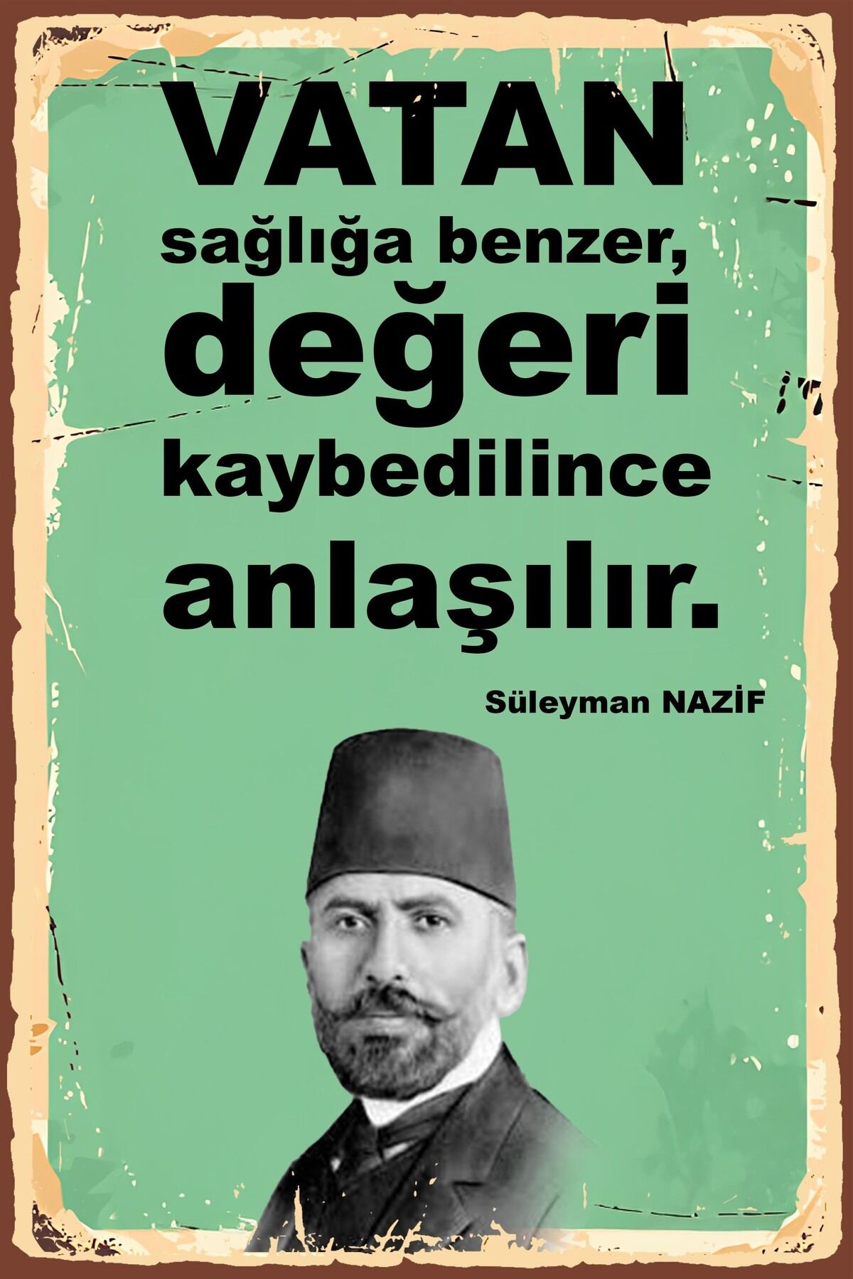 Süleyman Nazif Retro Ahşap Poster