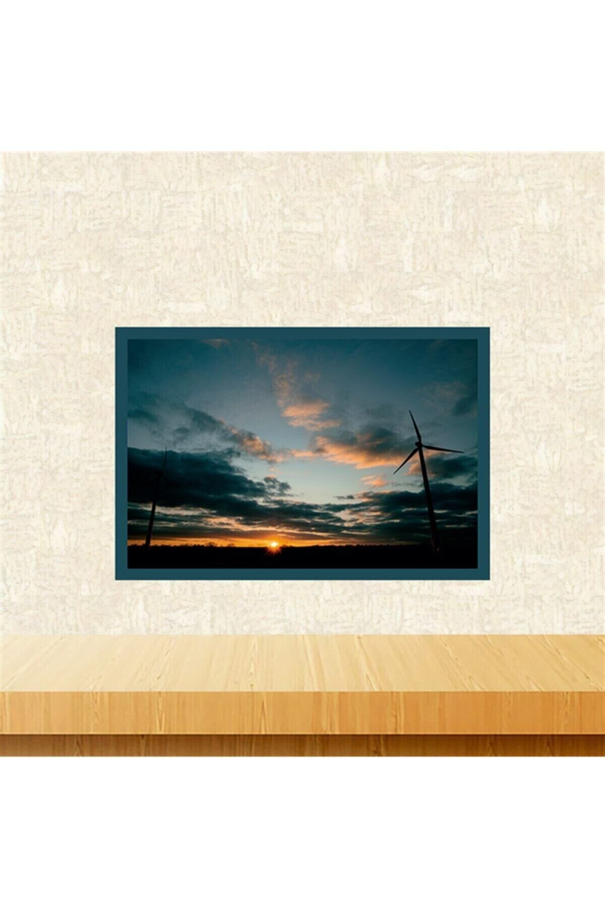 Pervaneler Ve Güneş Tasarımlı 20-30 Cm Retro Ahşap Tablo Tkfx6020