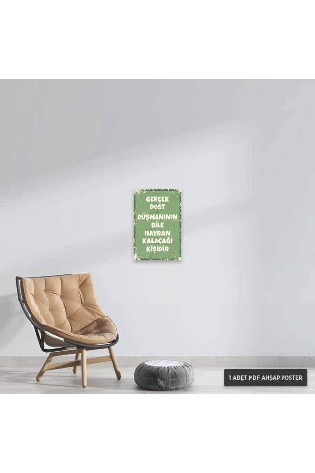 PT1249 - Gerçek Dost Retro Mdf Ahşap Poster (20x30cm)