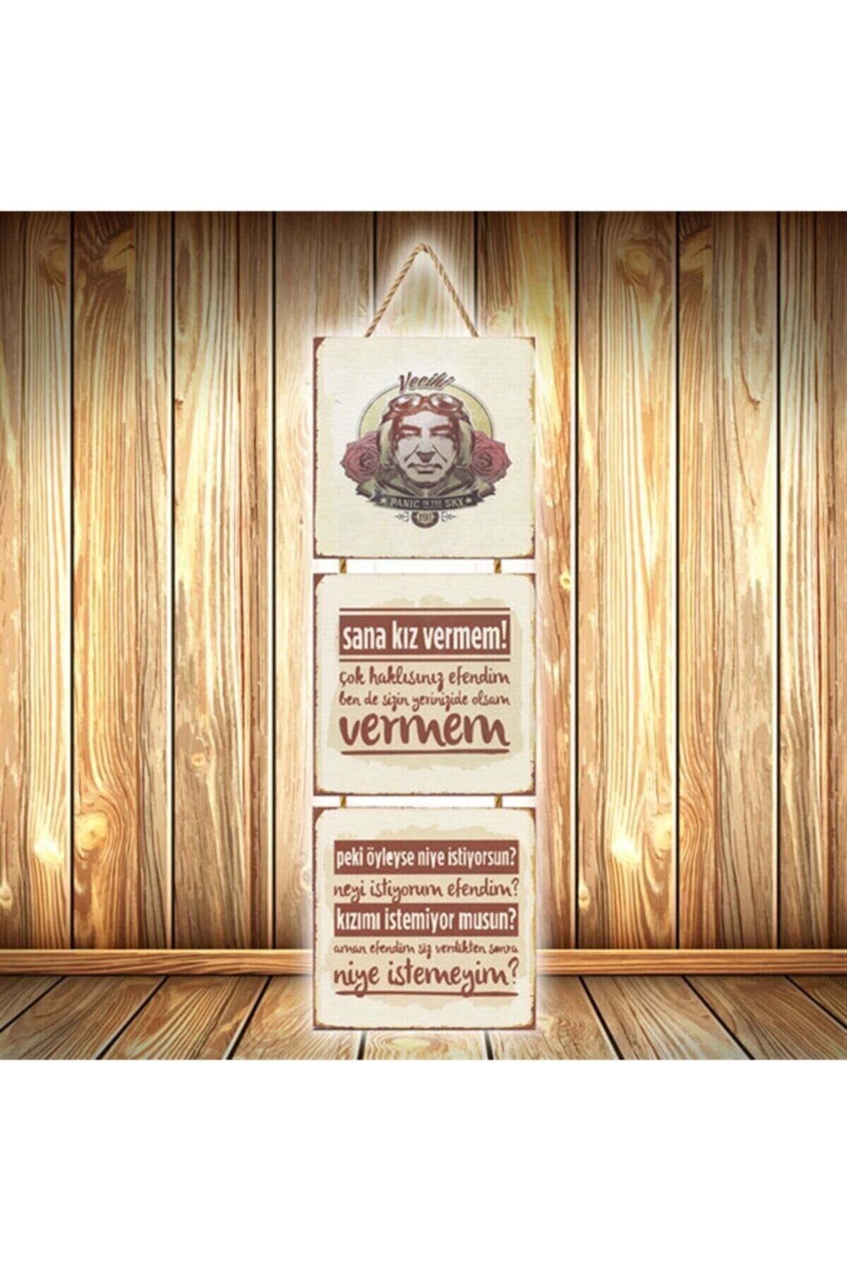 Şener Şen Vecihi Replikli Tasarımlı Üçlü Retro Ahşap Poster Ü543