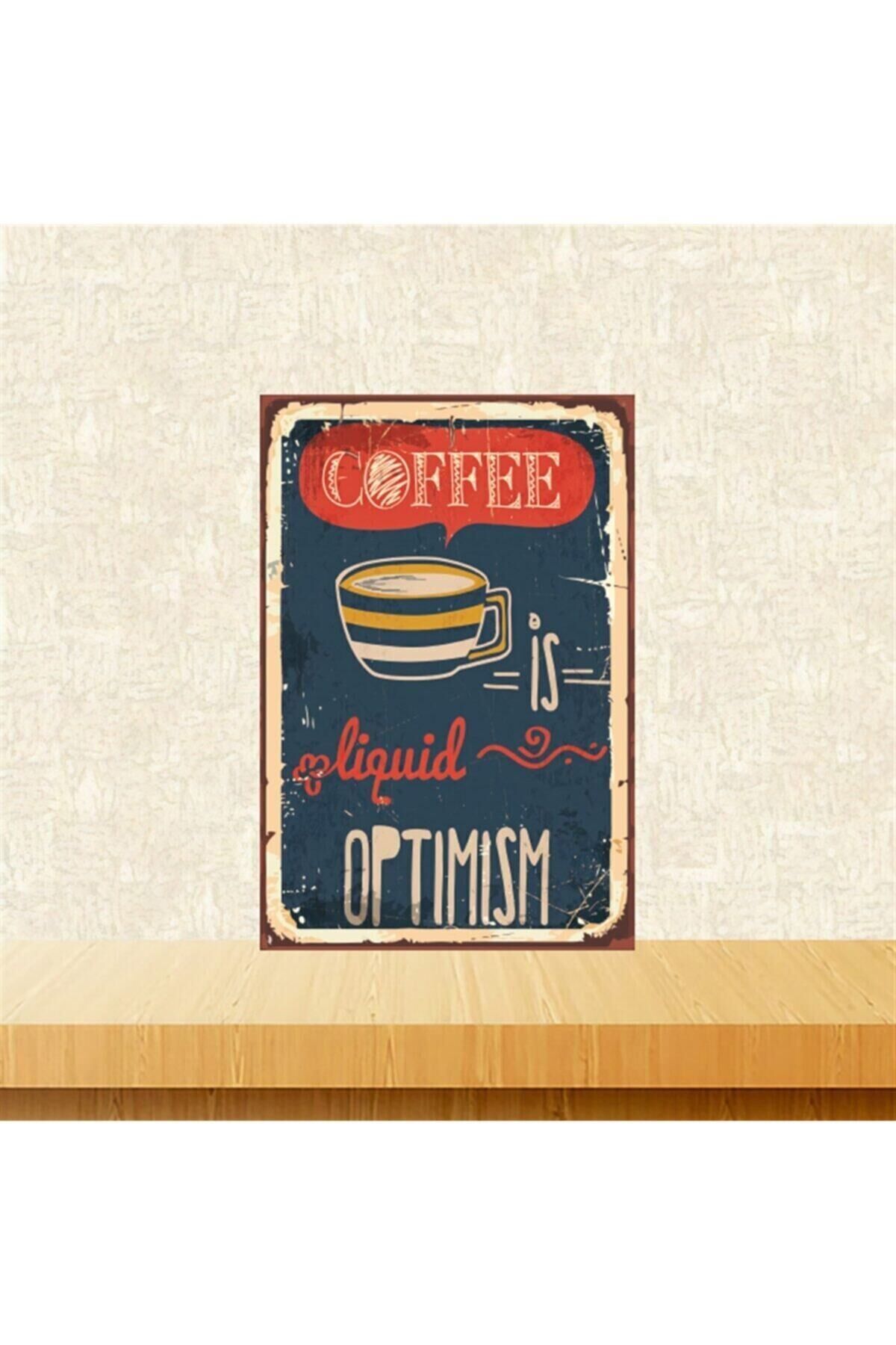 Coffee Optimism 20-30 Cm Retro Ahşap Tablo Tkfx5338