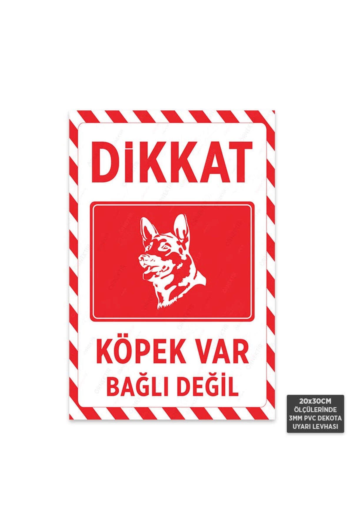U1142 - Dikkat Köpek Var Bağlı Değil Dekota Uyarı Levhası (20x30cm)