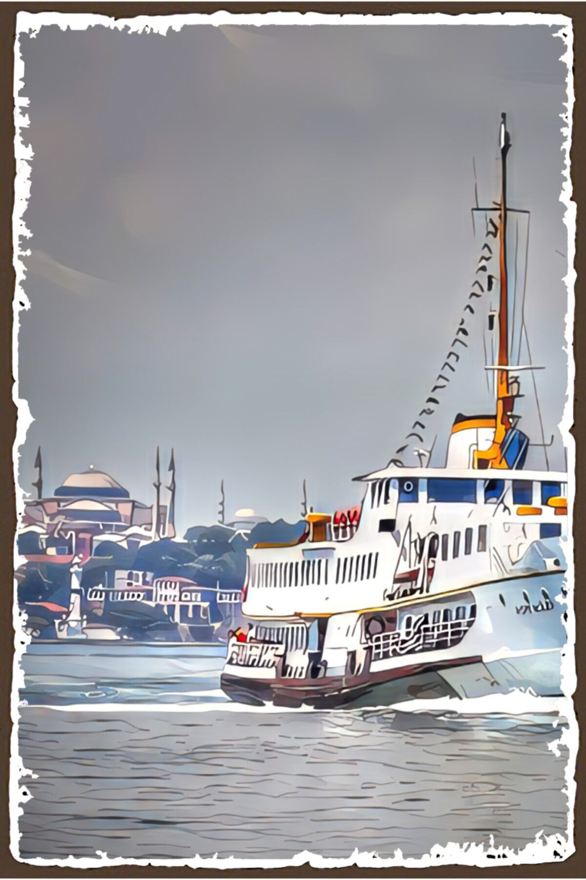 İstanbul Vapur Retro Ahşap Poster Özel İstanbul Koleksiyonu -hbb