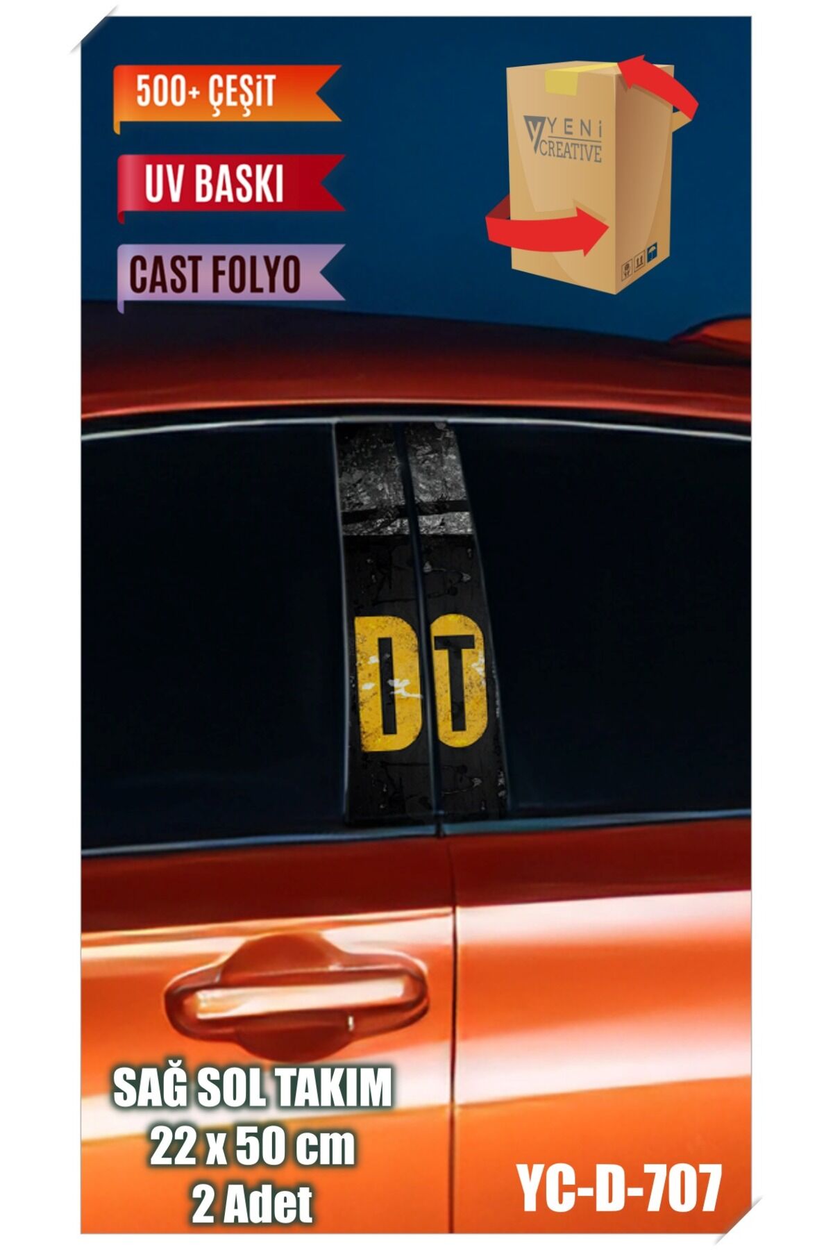 Araç Kapı Direk Kaplama Folyosu Dı It Desenli (SAĞ SOL TAKIM) (2 ADET) - 22x50 Cm