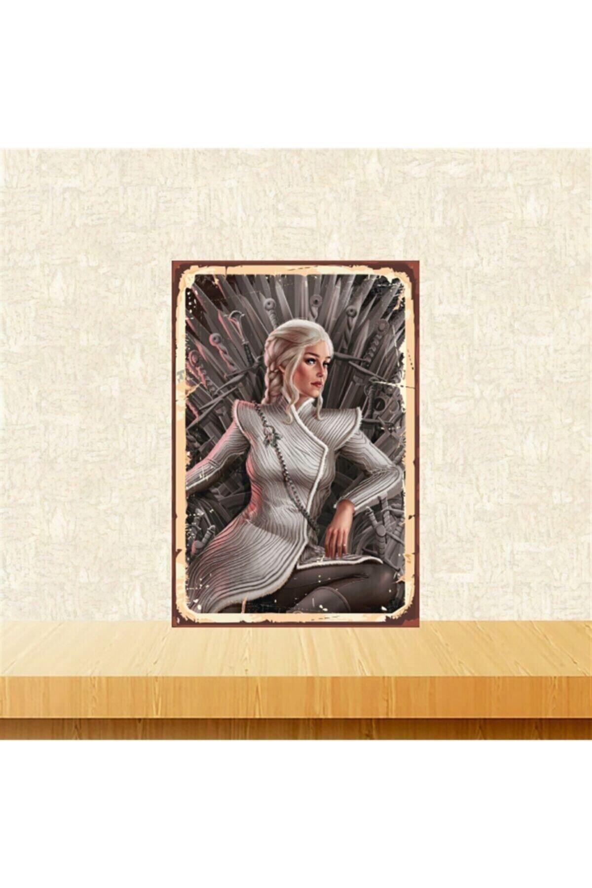 Game Of Thrones Khaleesi Tasarımlı 20-30 Cm Retro Ahşap Tablo Tkfx5021