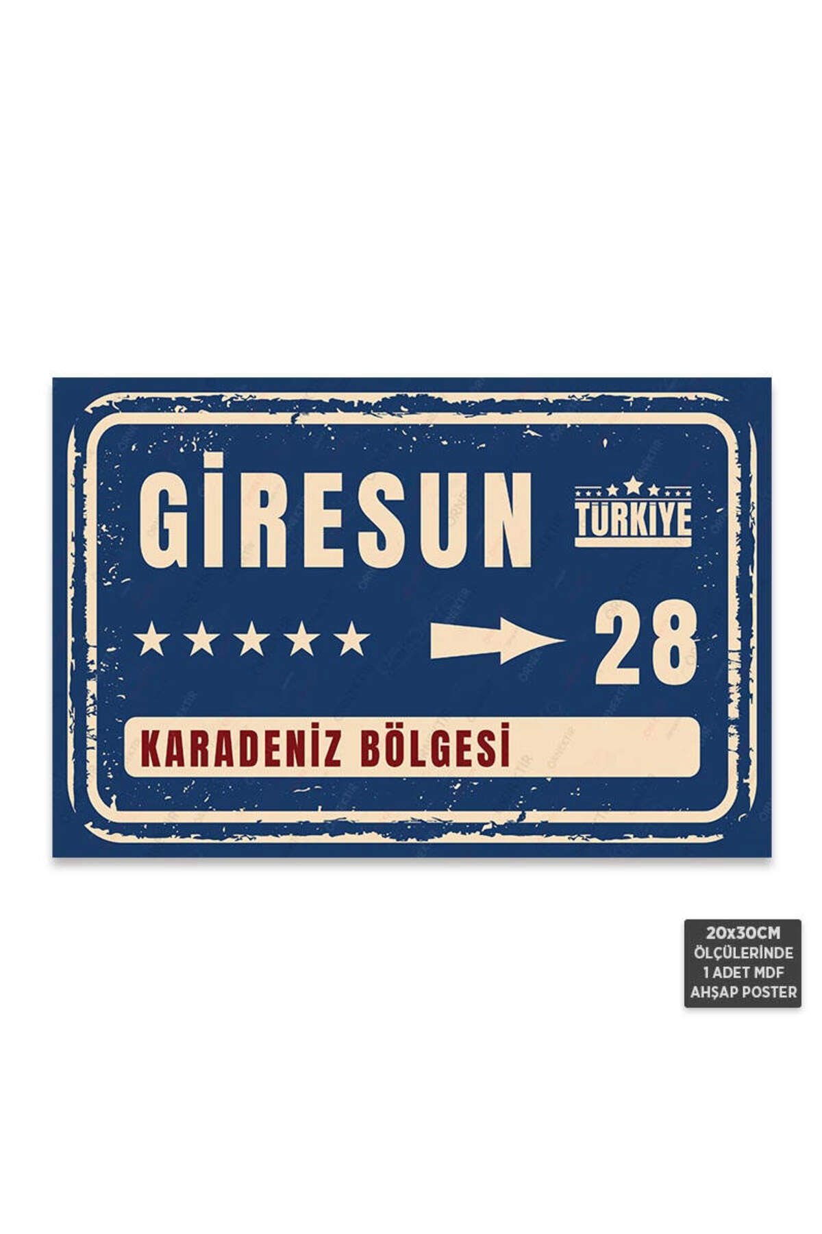 PT1086 - Giresun Şehir Tabelası Retro Mdf Ahşap Poster (20x30cm)