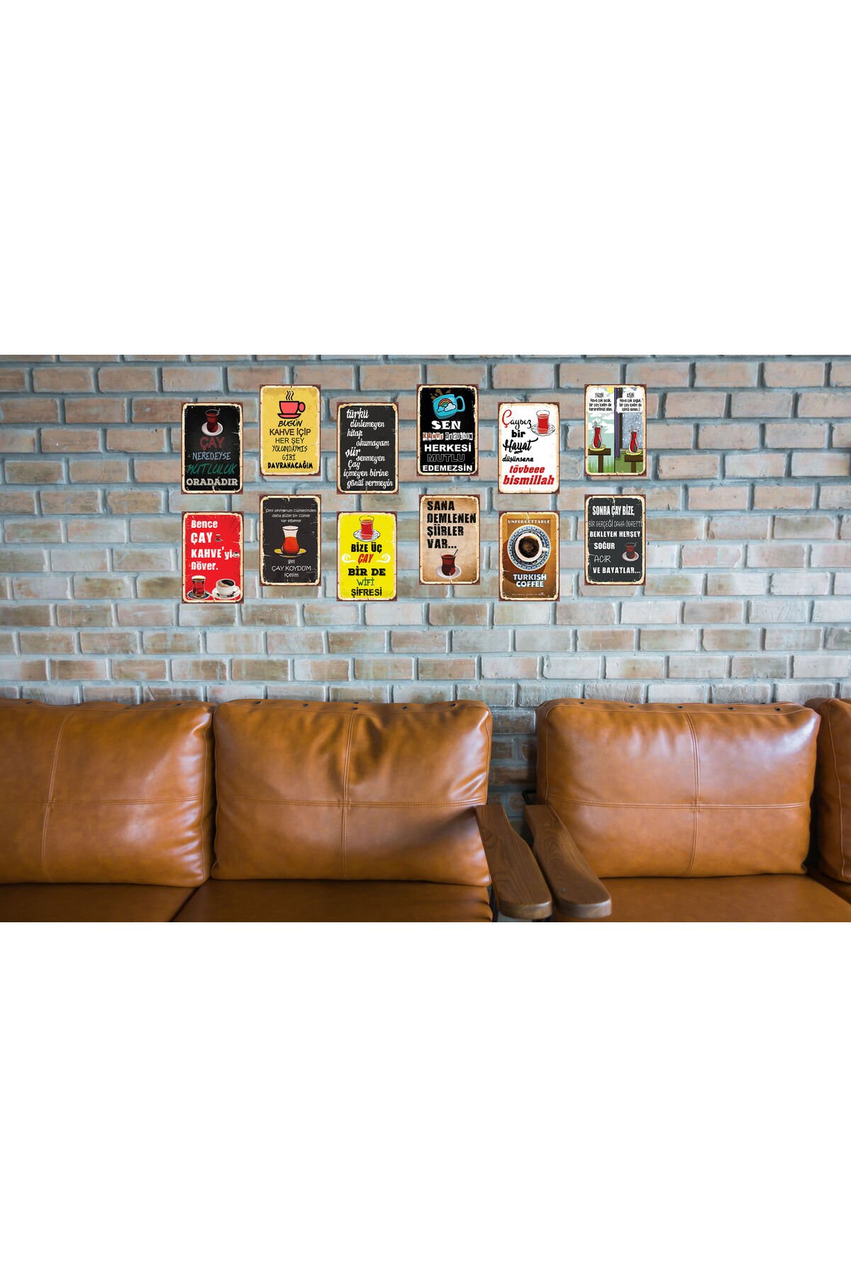 Çay Sözleri Temalı 12 Adet 13 x 21 CM MDF Tablo