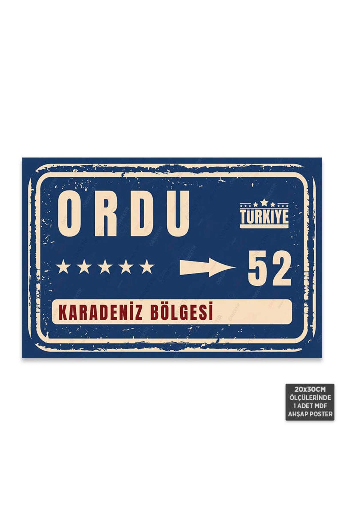PT1136 - Ordu Şehir Tabelası Retro Mdf Ahşap Poster (20x30cm)