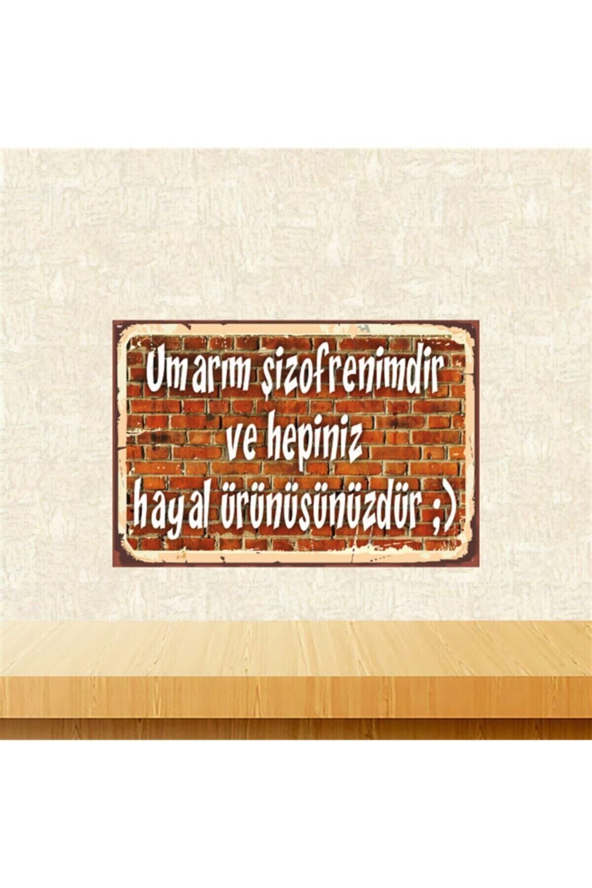 Umarım Şizofrenimdir Retro Ahşap Tablo 20 x 30 cm