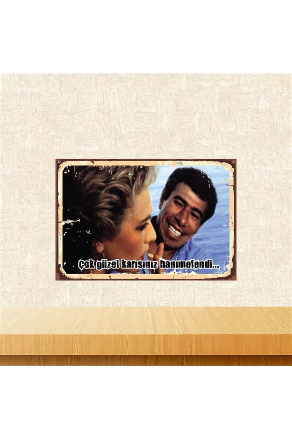 Çok Güzel Karısınız Hanımefendi 20-30 Cm Retro Ahşap Poster Tkfx3399