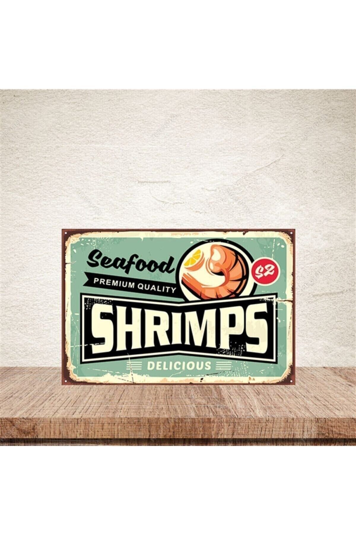 Shrimps 20-30 Cm Retro Ahşap Poster
