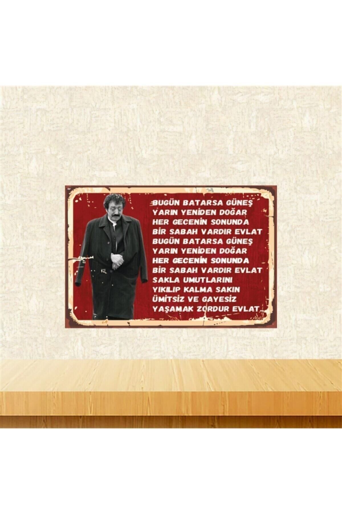 Müslüm Gürses Yaşamak Zordur Evlat 20-30 Cm Retro Ahşap Poster Tkfx4502