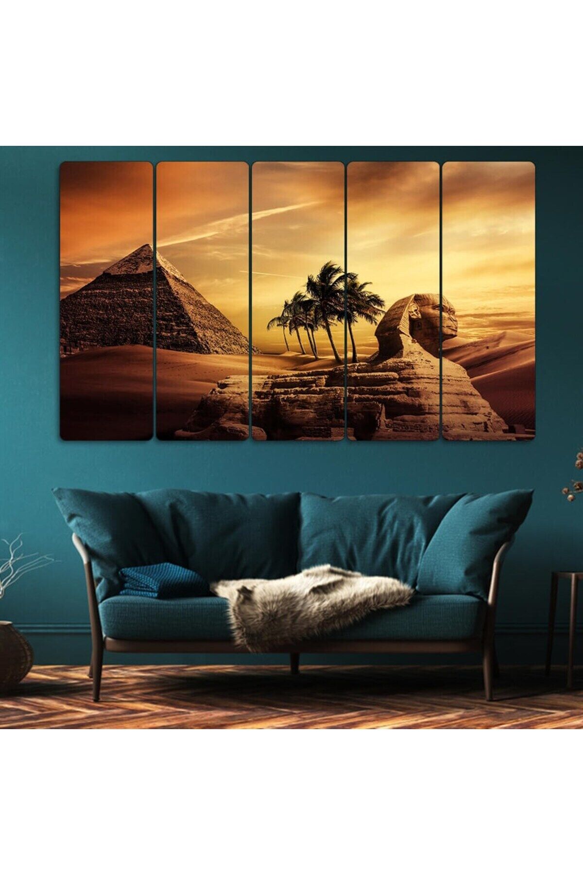 Antik Mısır, Giza Piramadi, Çöl, Mısır - 5 Parçalı Tablo