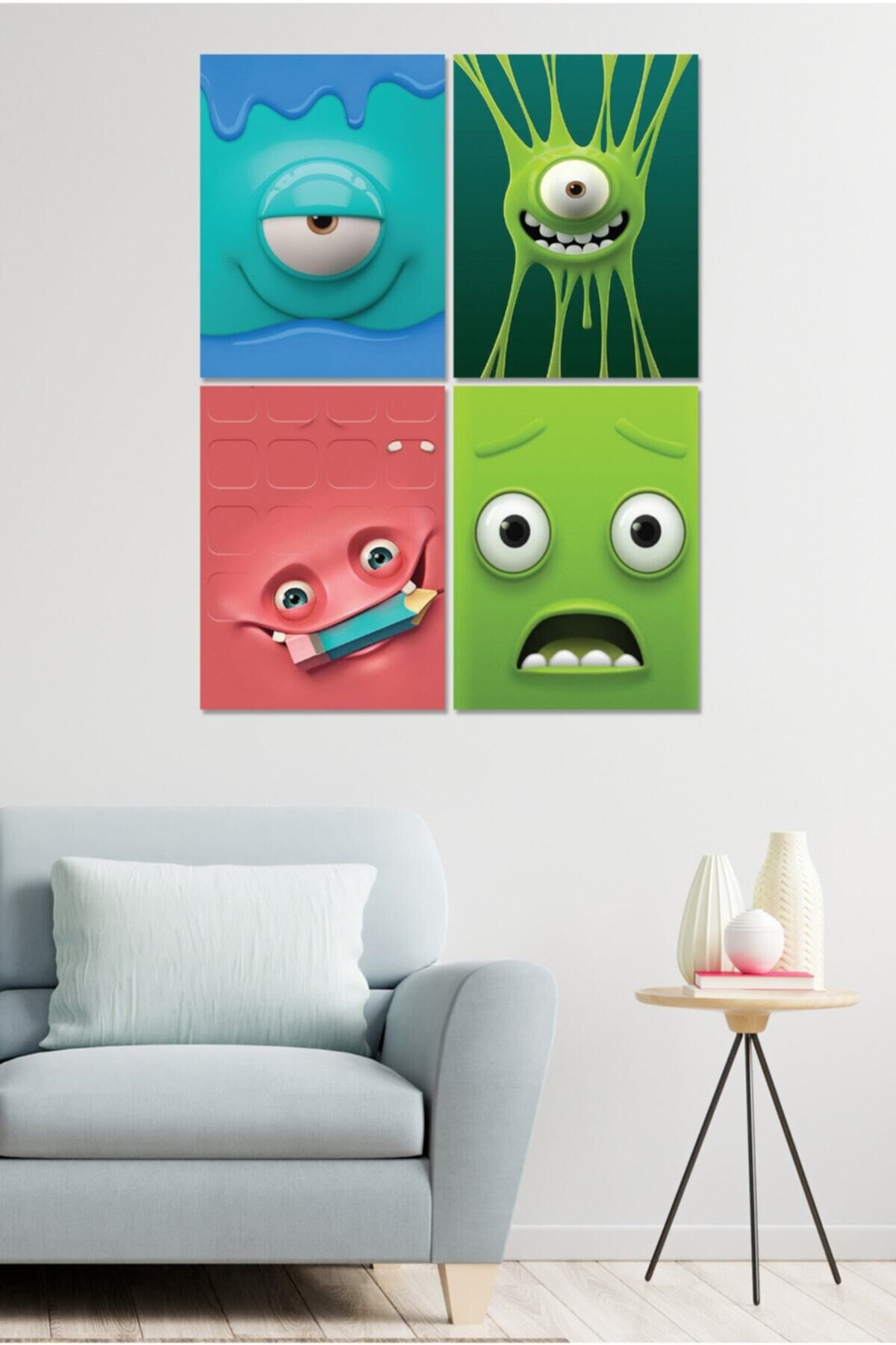 4 Parçalı Çerçeve Görünümlü Mdf Tablo Seti Dnu060