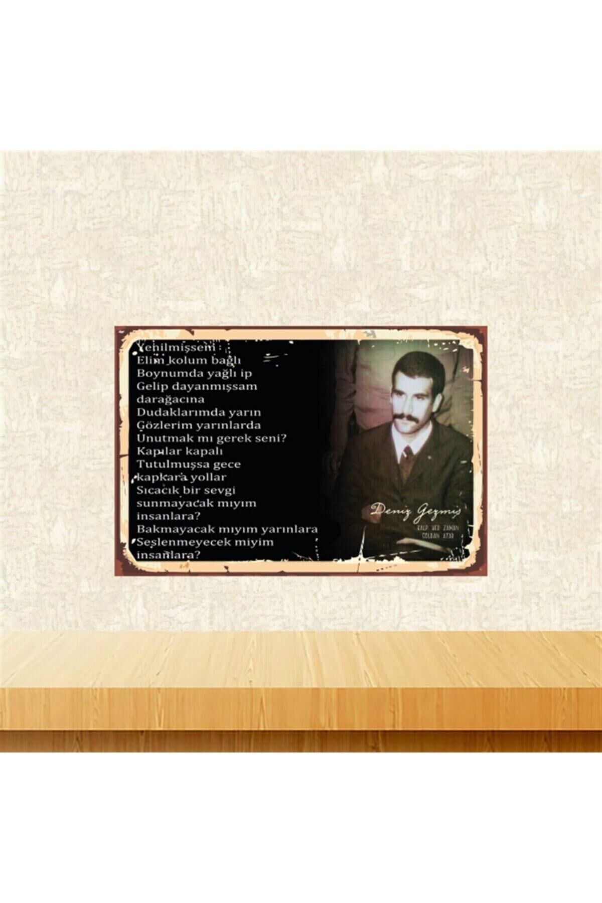 Deniz Gezmiş Yenilmişsem 20-30 cm Retro Ahşap Tablo Tkfx5369