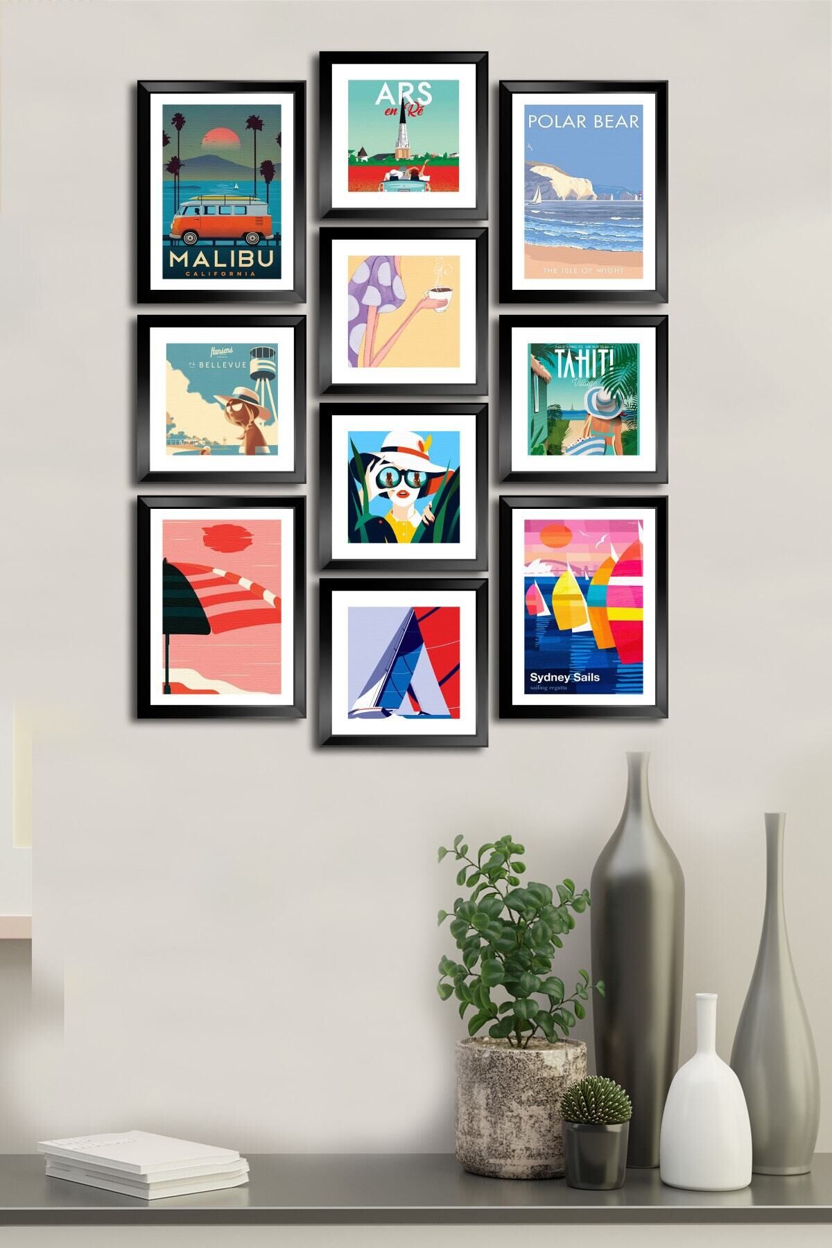 10 Parçalı Çerçeve Görünümlü Mdf Tablo Seti Flm018