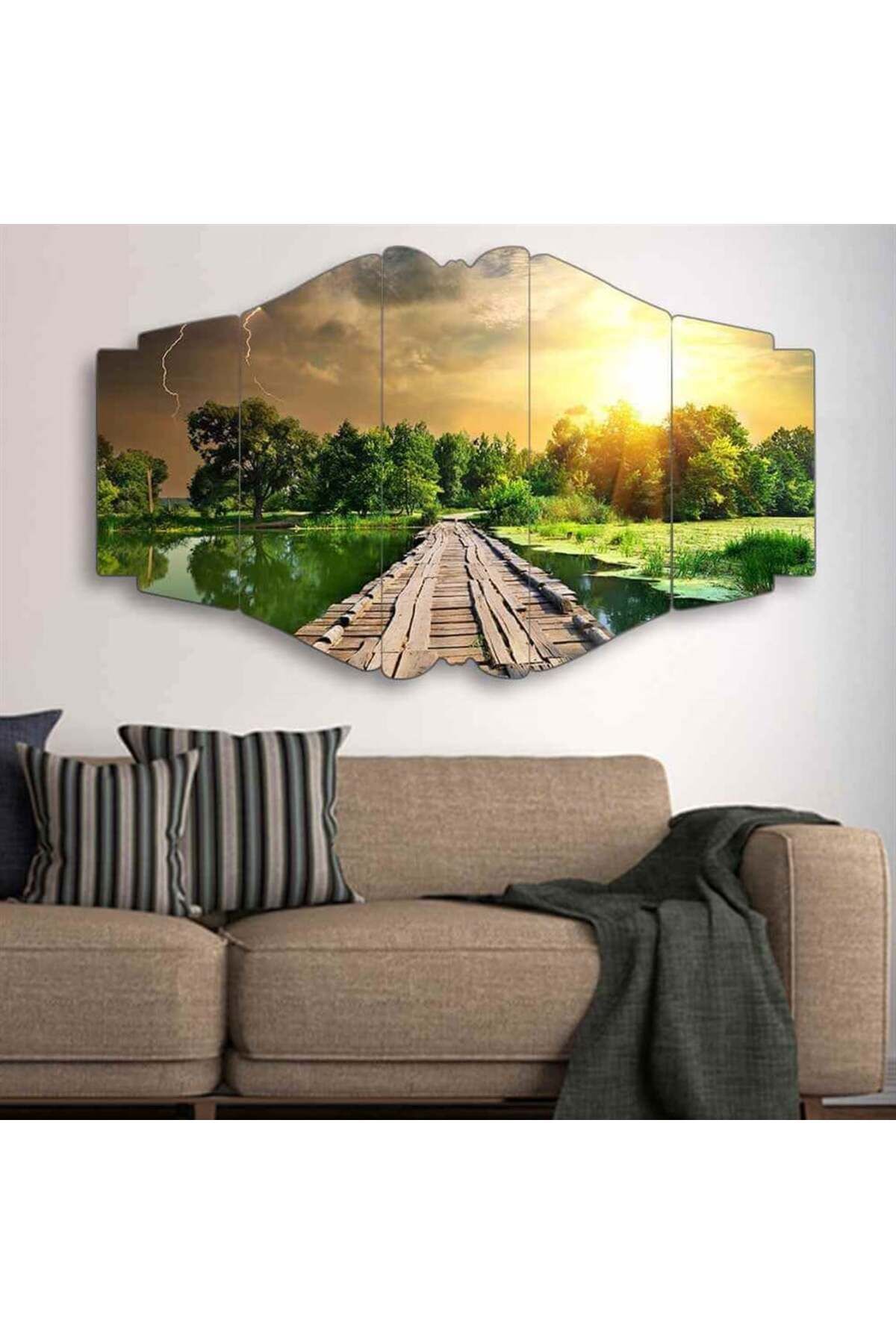 Fırtına ve Huzur Arasında - 5 Parçalı Manzara Tablo