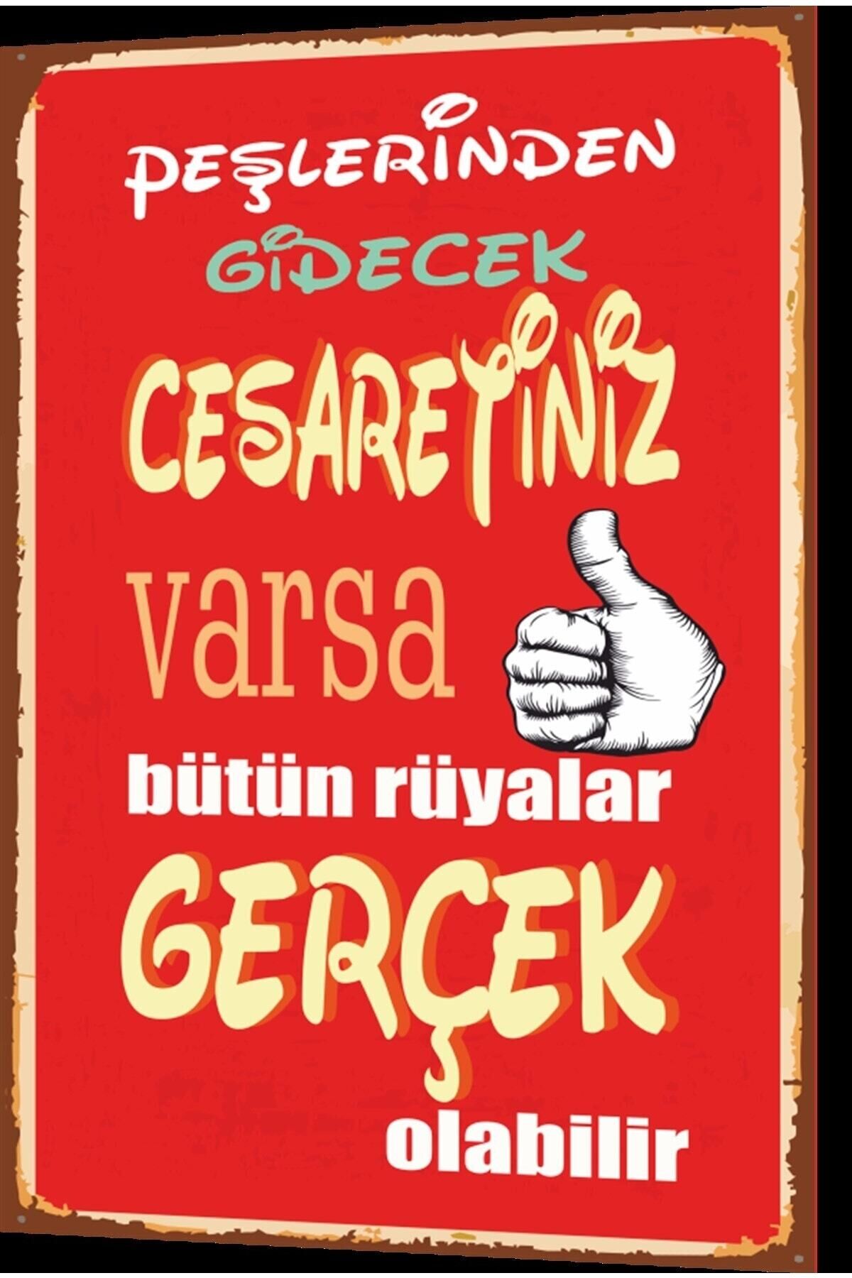 Rüyalar Gerçek Olabilir Duvar Yazıları Retro Ahşap Poster