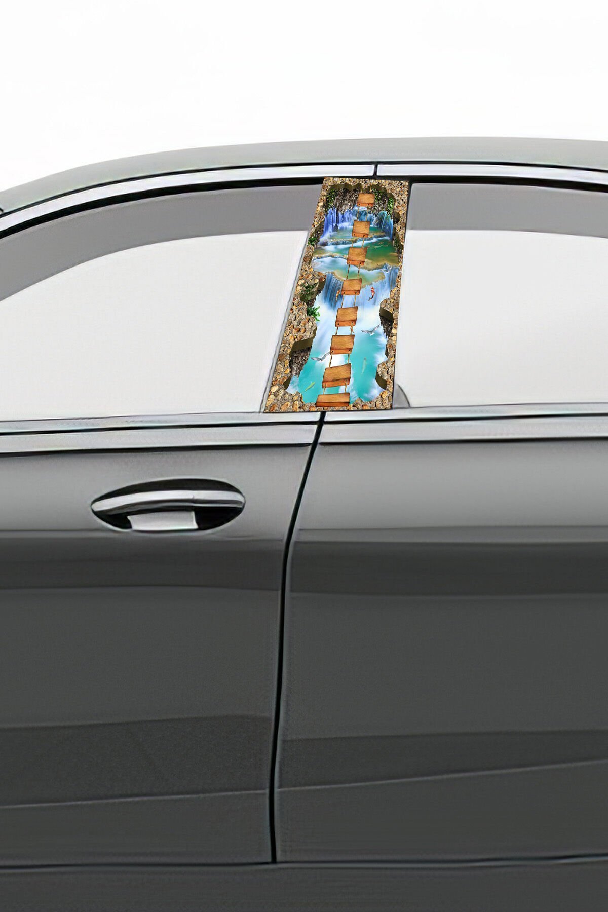 Araç Kapı Direk Kaplama Folyosu Desenli (Sağ Sol Takım) (2 Adet) - 22x50 Cm