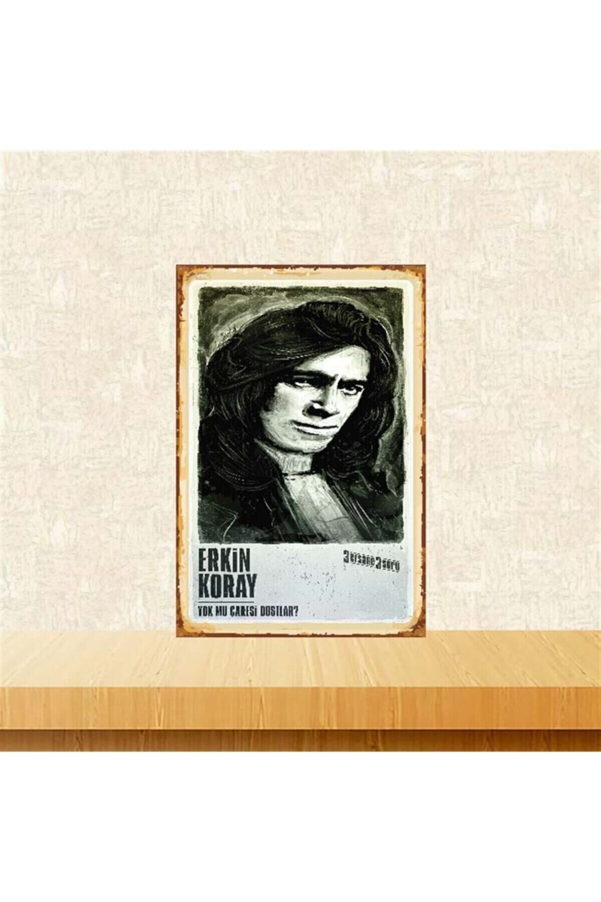 Erkin Koray Yok Mu Çaresi 20-30 Cm Retro Ahşap Poster