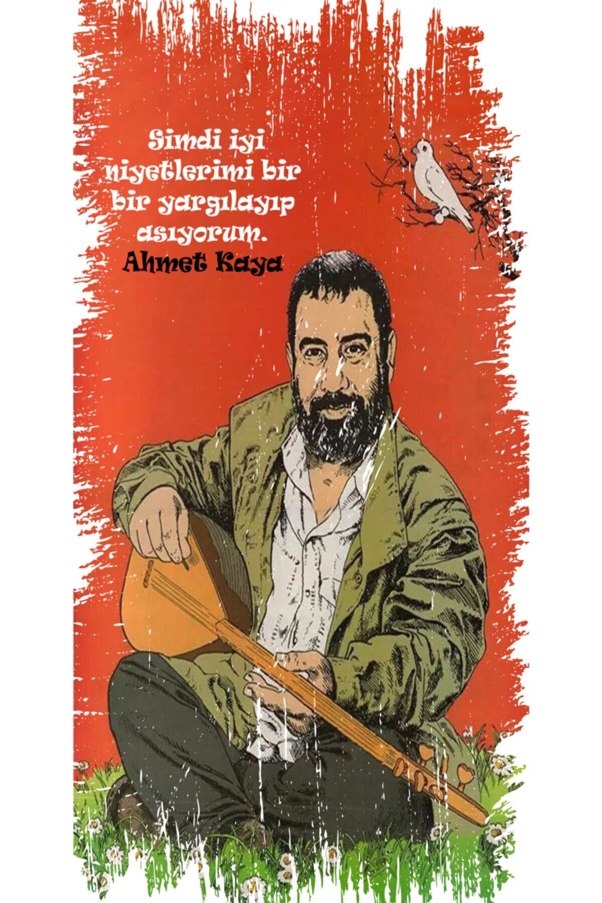 Ahmet Kaya Tasarım Yazılı Mini Ahşap Poster