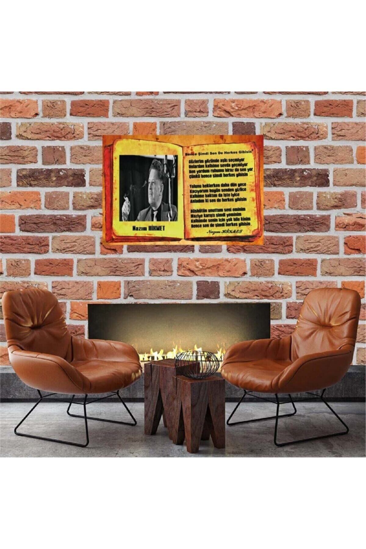 Nazım Hikmet 30*45 Cm Retro Ahşap Tablo Tkfx36480