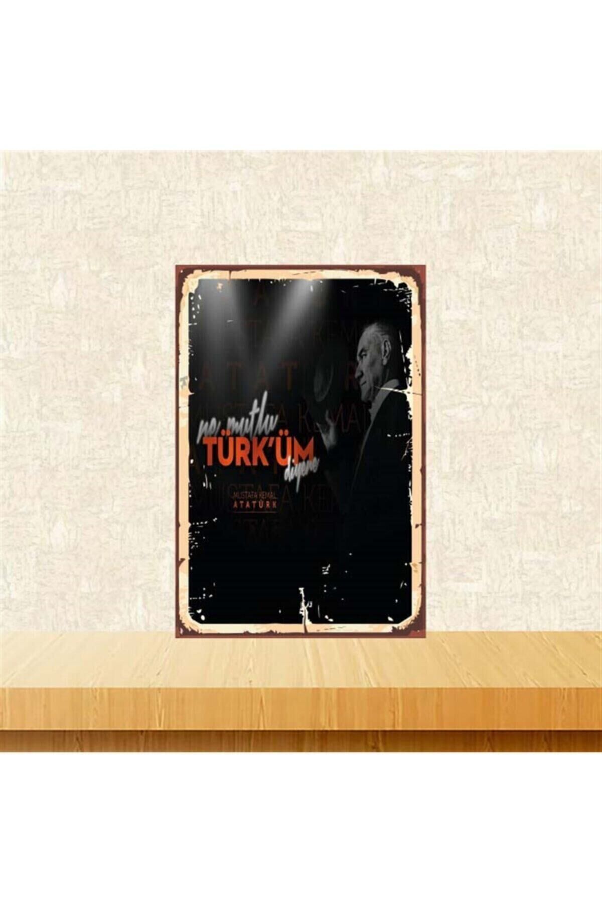 Mustafa Kemal Atatürk 20-30 cm Retro Ahşap Poster Tkfx4253