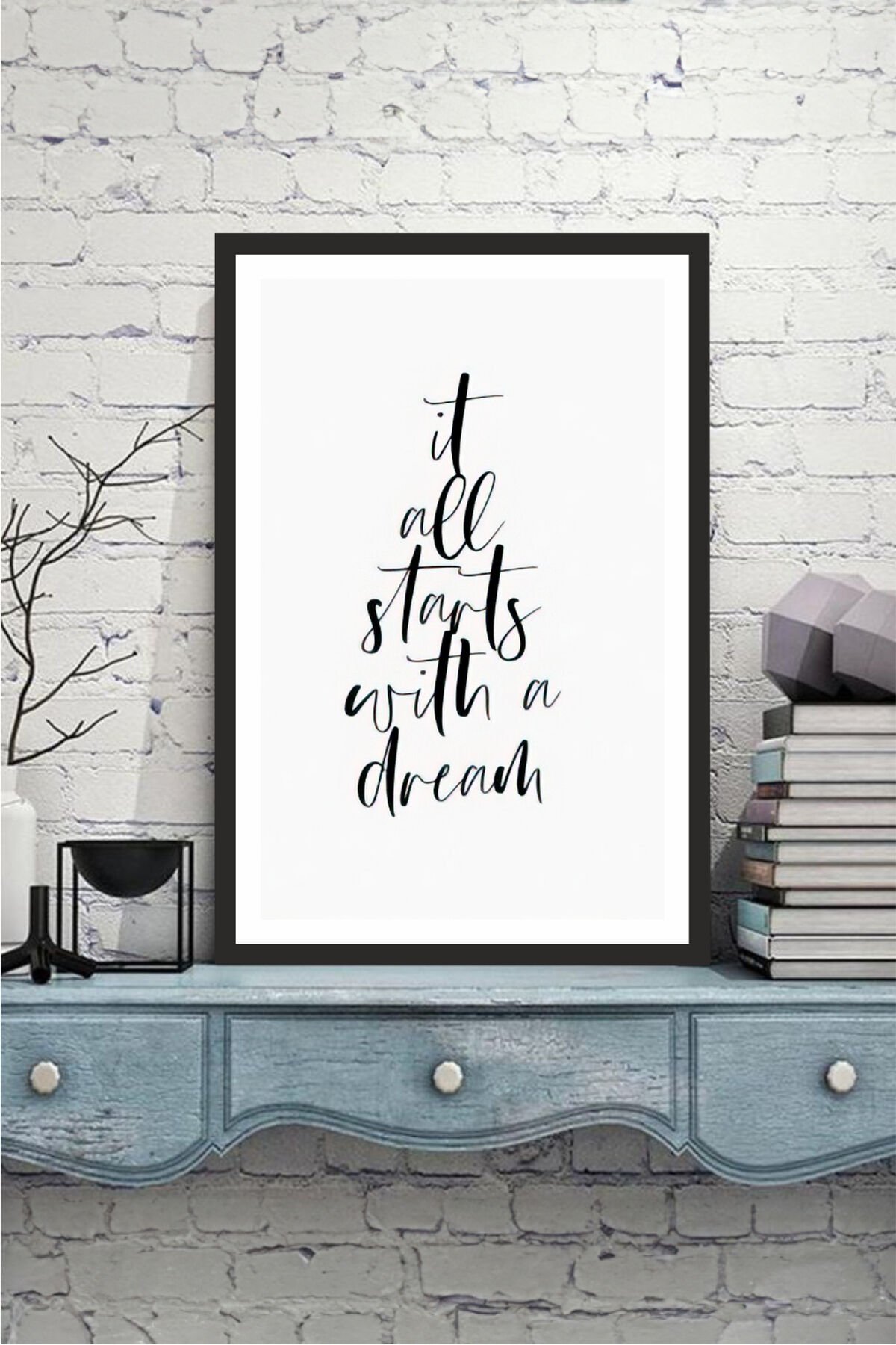 motto yazılı çerçeve görünümlü mdf tablo