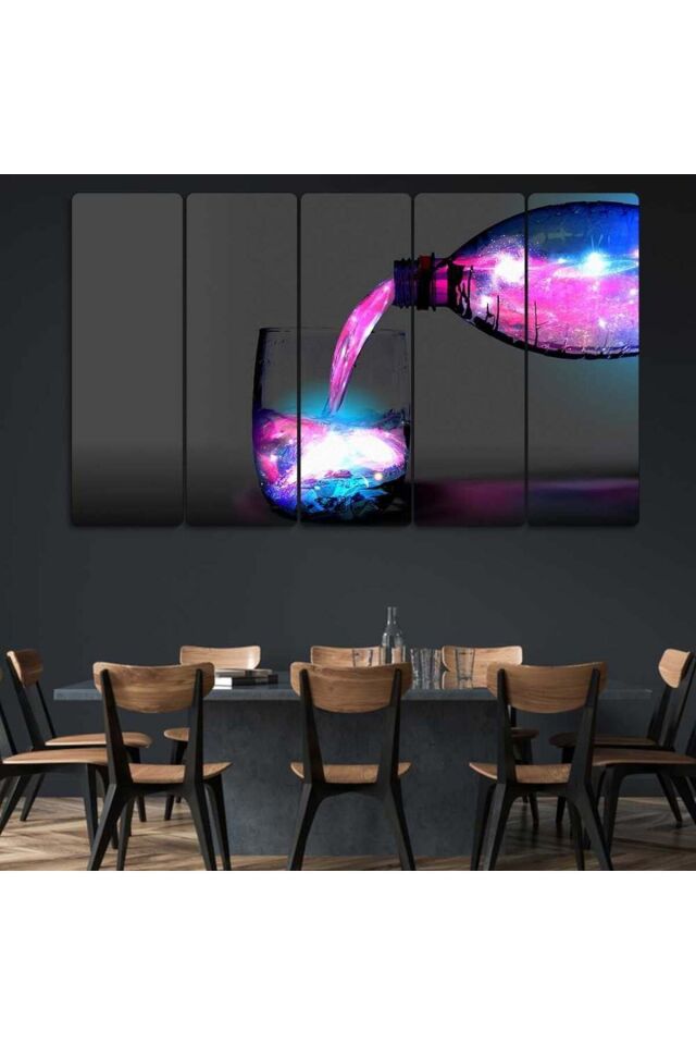 Şişeden Bardağa Boşalan Uzay - 5 Parçalı Tablo