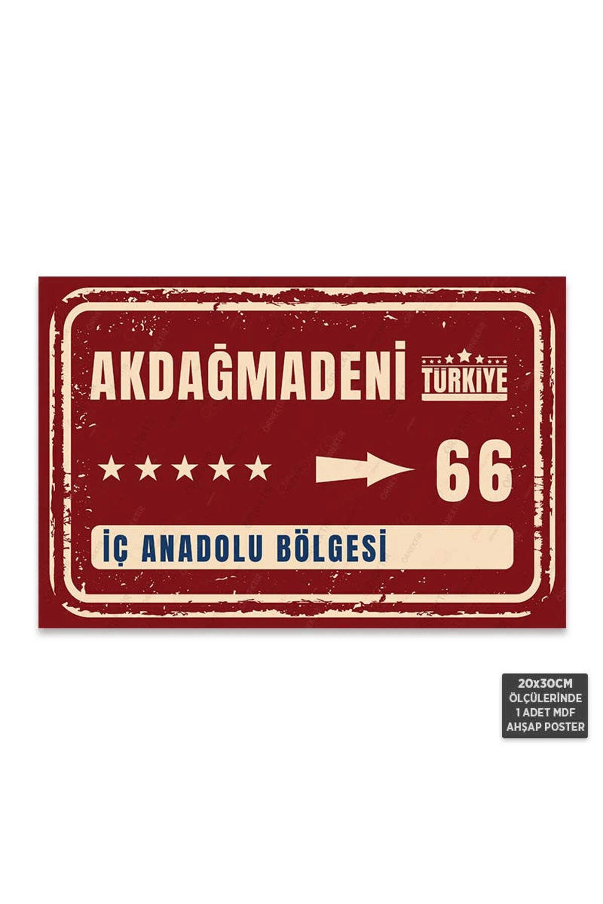 PT1203 - Akdağmadeni Şehir Tabelası Retro Mdf Ahşap Poster (20x30cm)