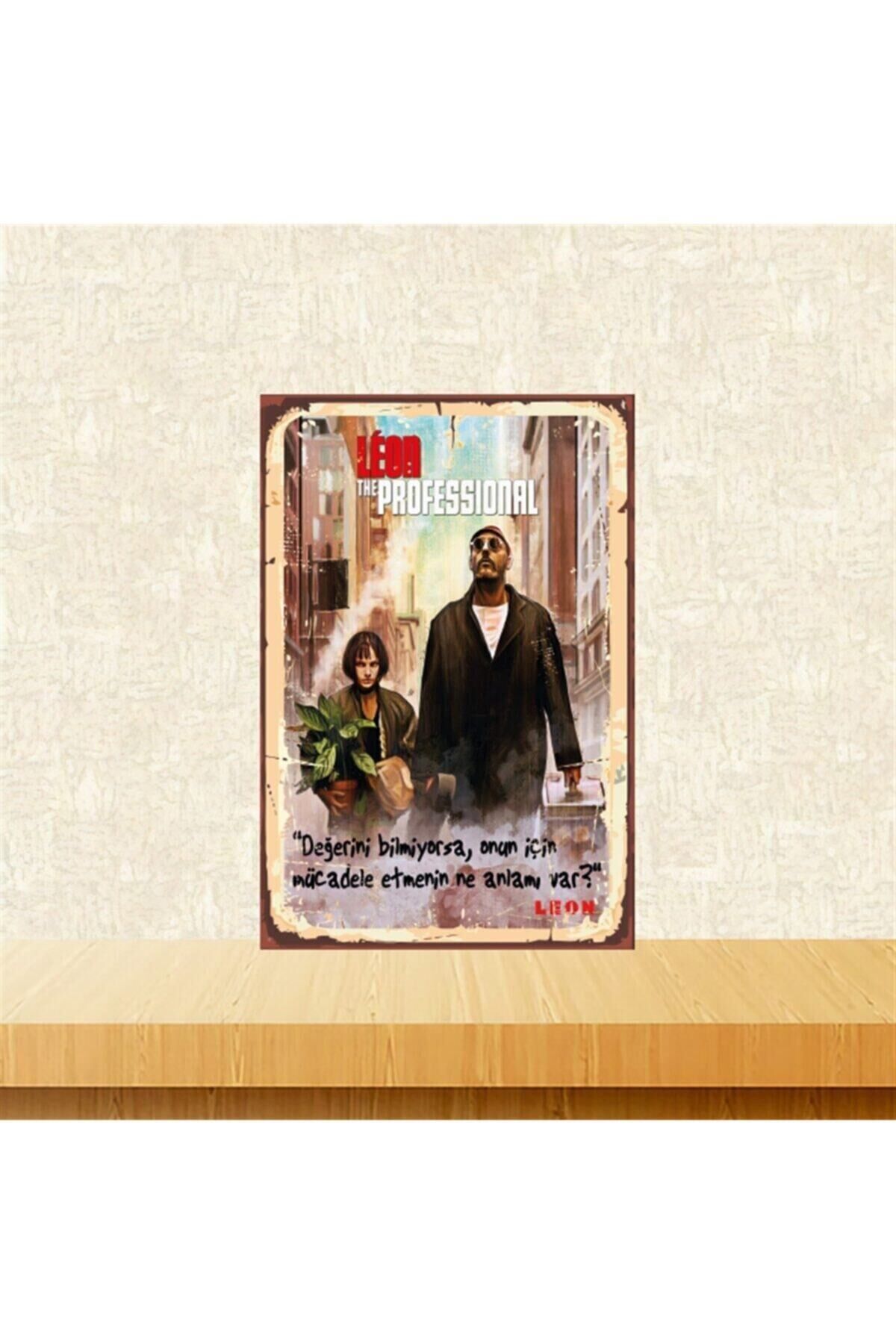 Değerini Bilmiyorsa Leon Tasarımlı 20-30 Cm Retro Ahşap Tablo Tkfx5857