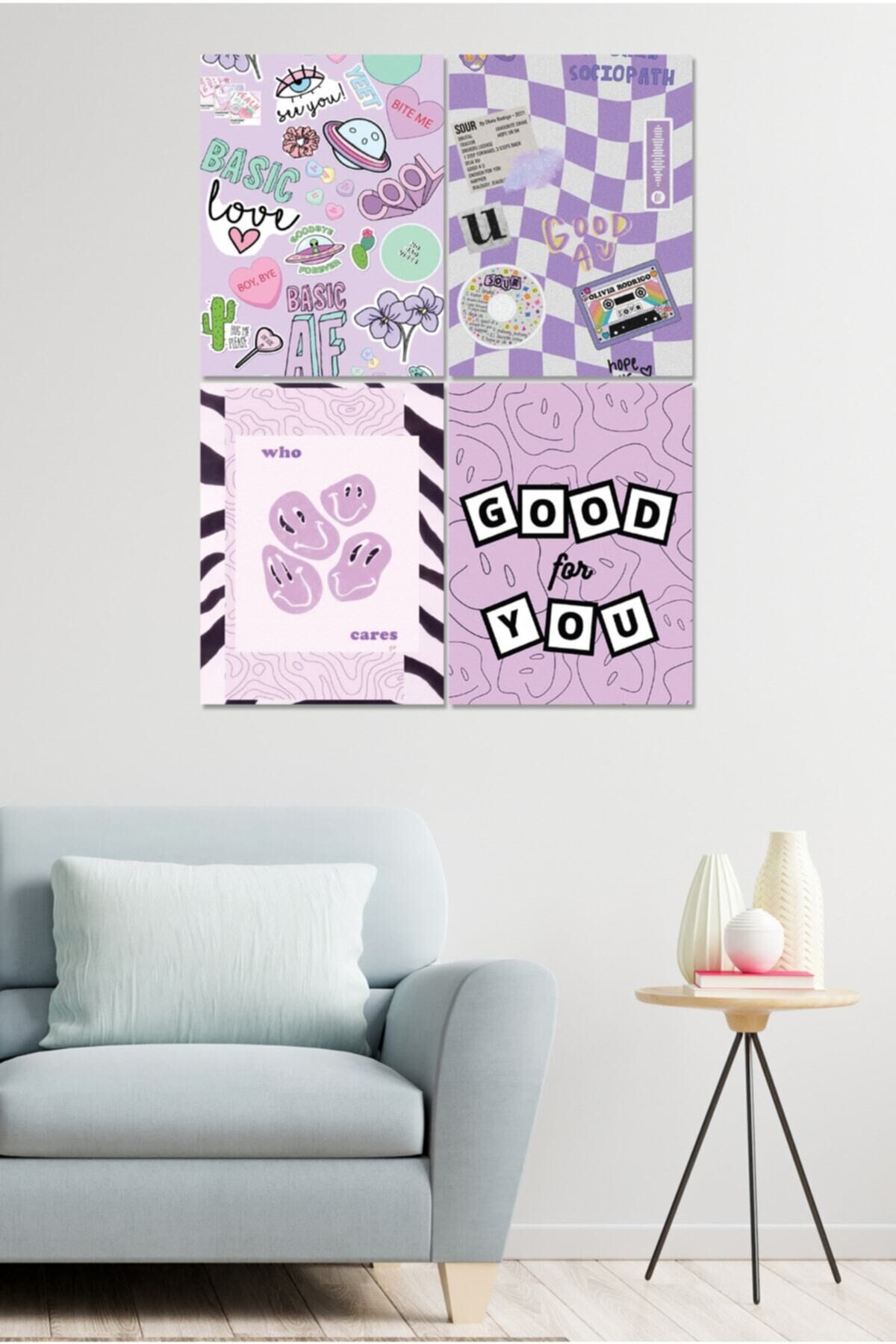 4 Parçalı Çerçeve Görünümlü Mdf Tablo Seti Dnu045