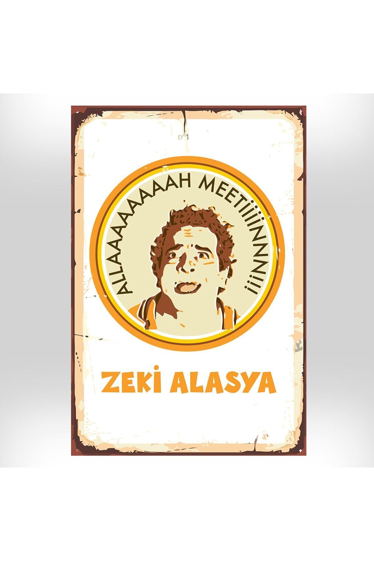 Zeki Alasya Alaaah Metiiin Tasarımlı 20x30 Cm Retro Ahşap Tablo