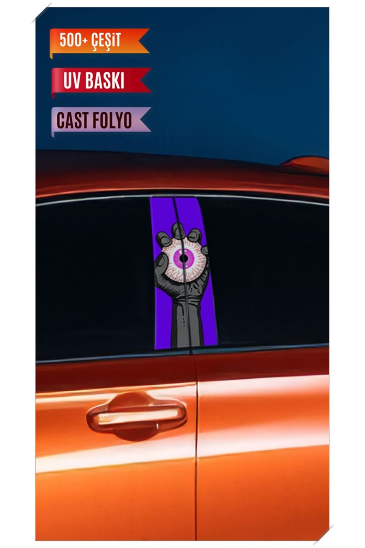 Araç Kapı Direk Kaplama Folyosu Desenli (Sağ Sol Takım) Uyumlu (2 Adet) - 22x50 Cm