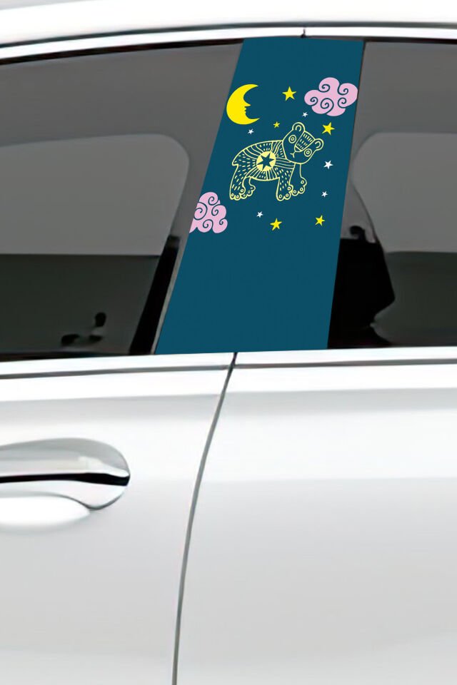 Araç Kapı Direk Kaplama Folyosu Desenli (Sağ Sol Takım) (2 Adet) - 22x50 Cm